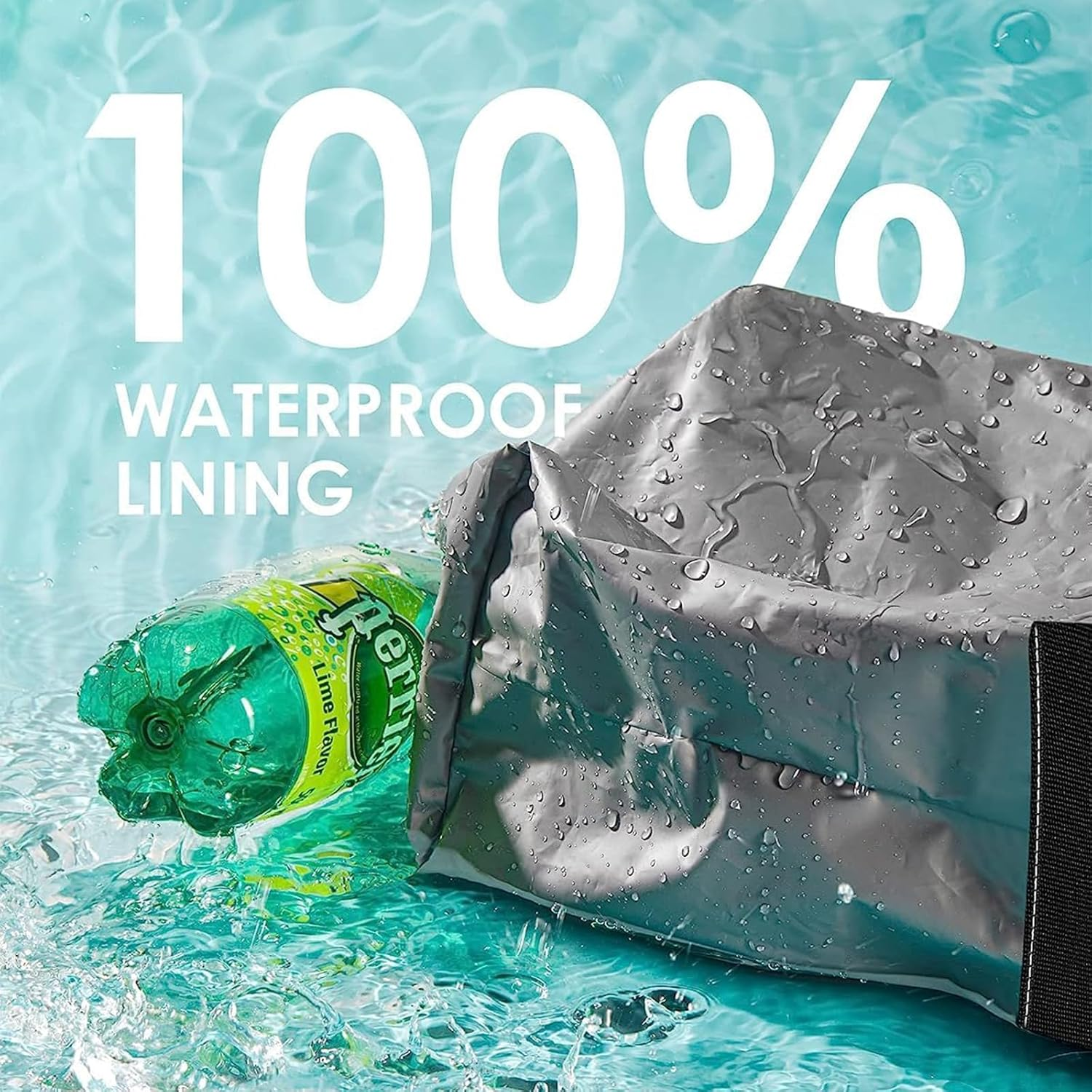 Car Trash Can with Lid & Storage Pockets &ndash;100% Leak-Proof, Waterproof 2-Gallon Multipurpose Car Organizer, Black image number 3