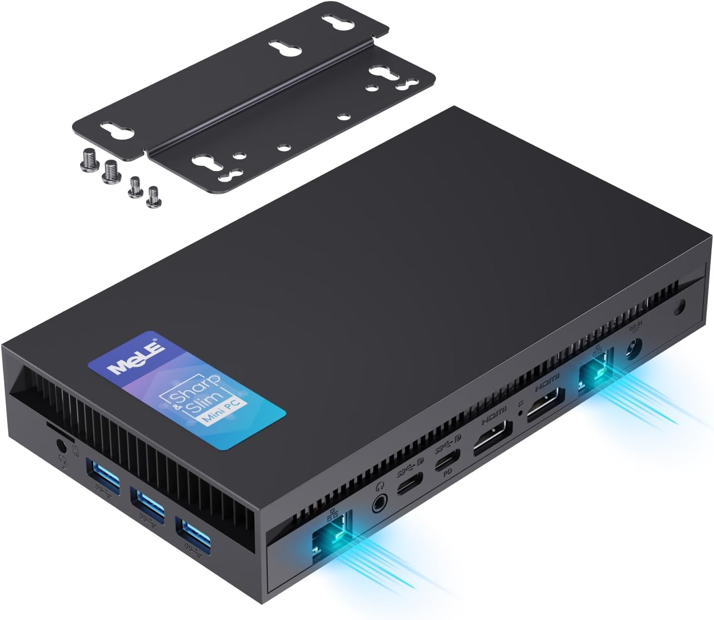 Mele Overclock X5 Core I5 12450H (8C/12T, up to 4.4Ghz) Mini PC 32GB DDR4 1TB SSD Win11Pro Ultrathin Micro Desktop Computer with 2X HDMI + 2X USB-C 4K Quad Display, 1G+ 2.5G Dual LAN, Wifi5 BT5.2 image number 3