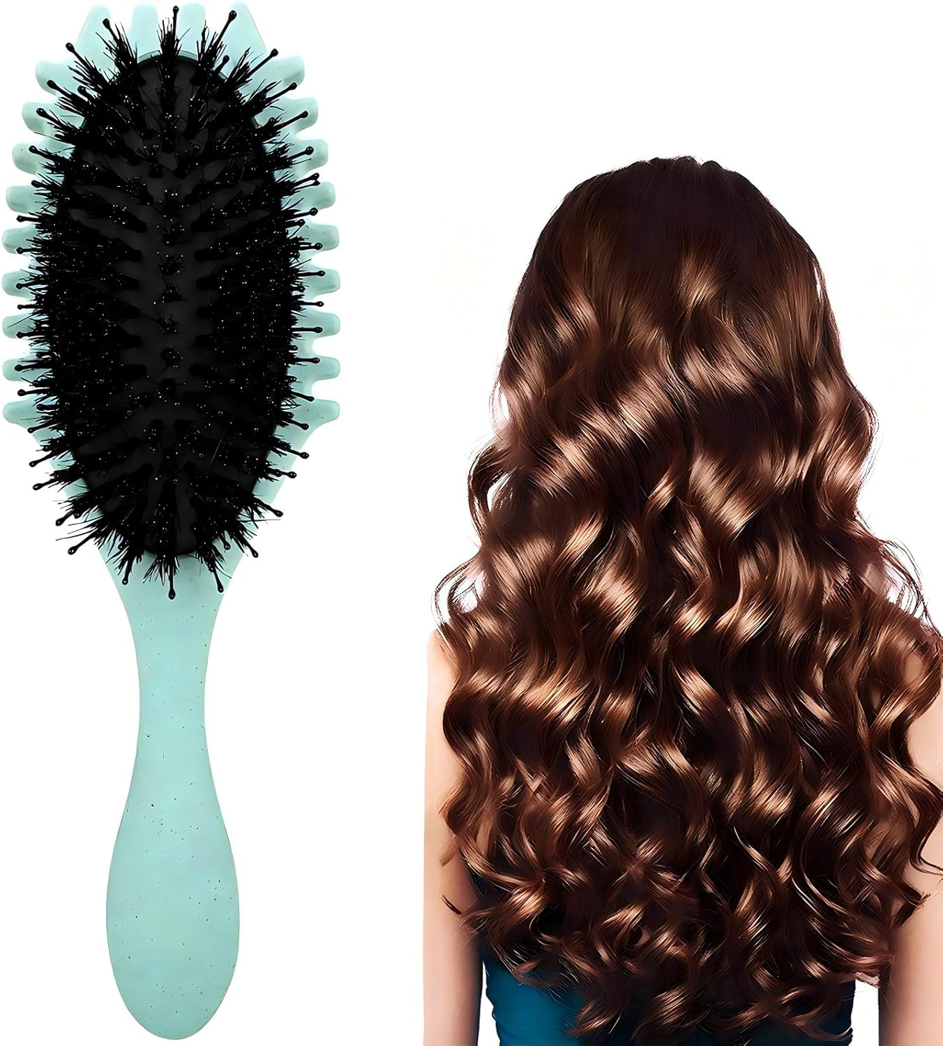 Curl Defining Brush, Hair Brush for Combing and Shaping Men'S and Women'S Curls to Reduce Pulling, Boar Bristle Styling Brush, Effortlessly Defined Curls, Waves & Coils, Reduces Frizz (Purple)