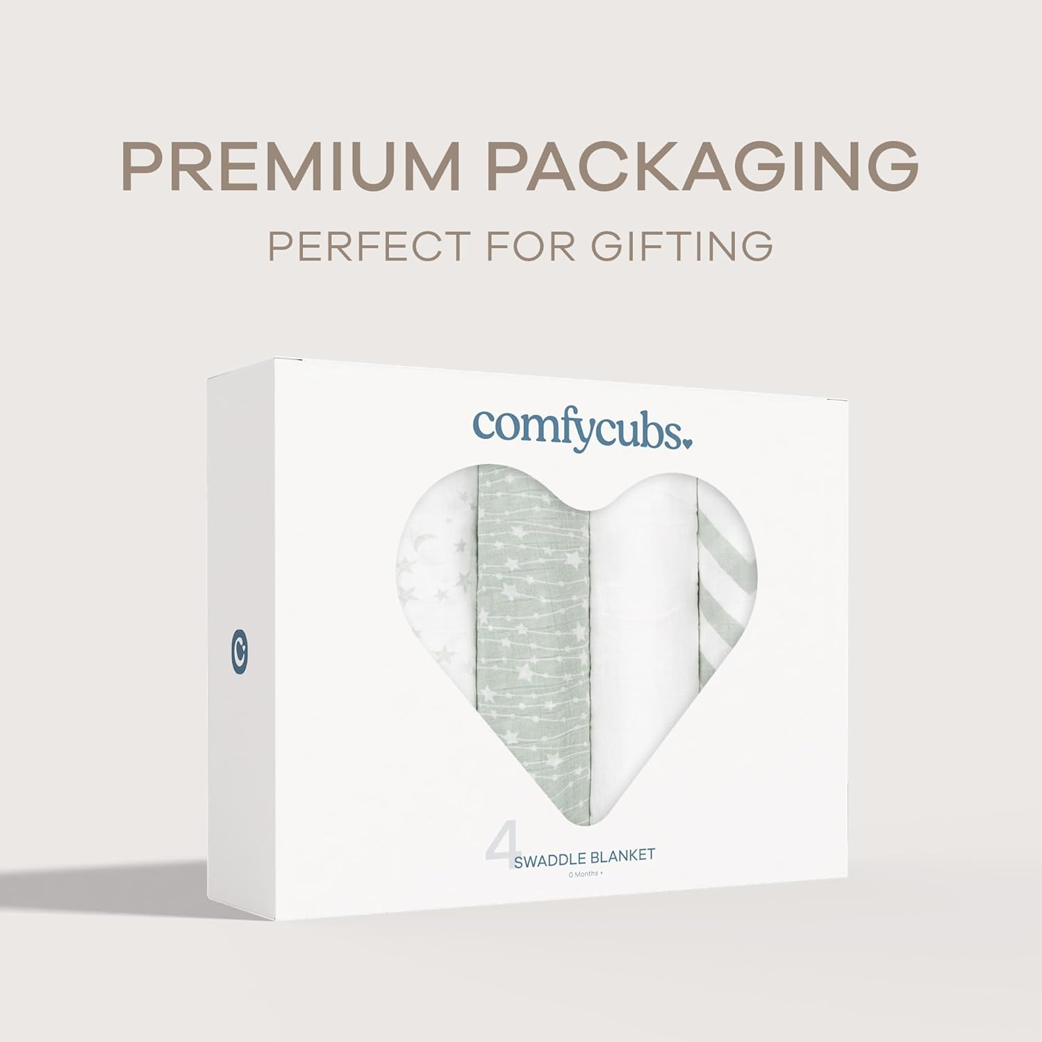 Comfy Cubs Muslin Swaddle Blankets Neutral Receiving Blanket Swaddling, Wrap for Boys and Girls, Baby Essentials, Registry & Gift (Green)