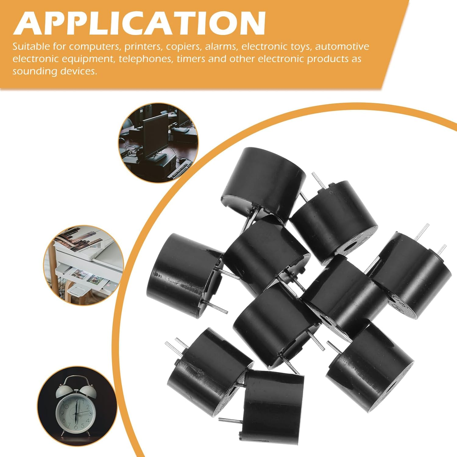 HOLIDYOYO 10Pcs Passive Electronic Piezo Buzzer High Decibel for Automotive Alarms Printers Timers and Electronic Equipment Warning Devices image number 5