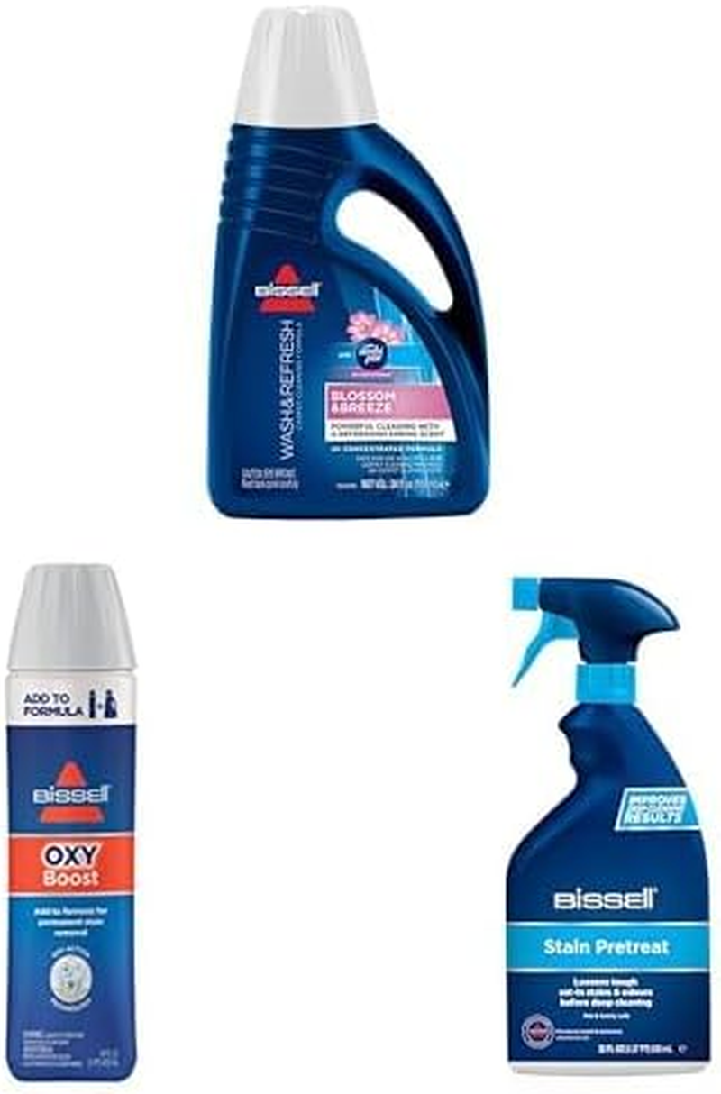Bissell 3-In-1 Pretreat, 2X Wash & Refresh Formula, Oxy Boost Bundle for Deep Cleaning