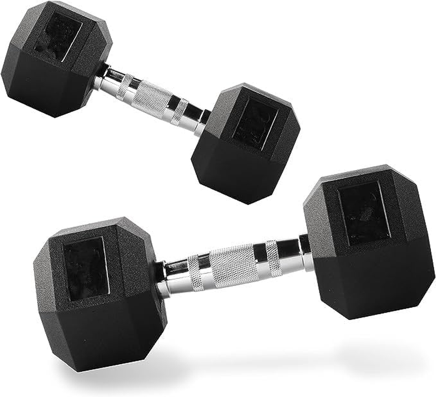 Hex Dumbbell Set, 1-20 KG Rubber Encased Exercise & Fitness Dumbbells, Cast Iron Hex Black Dumbbell Weights Dumbbells Set of 2, Hand Weight for Strength Training