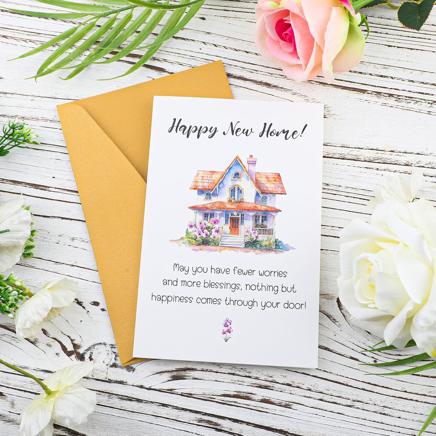 NQEUEPN New Home Card, 8.07X5.31 Inch Housewarming Greeting Card with Envelope Funny New Apartment Card Congratulations on Your New House Card with Blessing Welcome New Homeowner image number 1