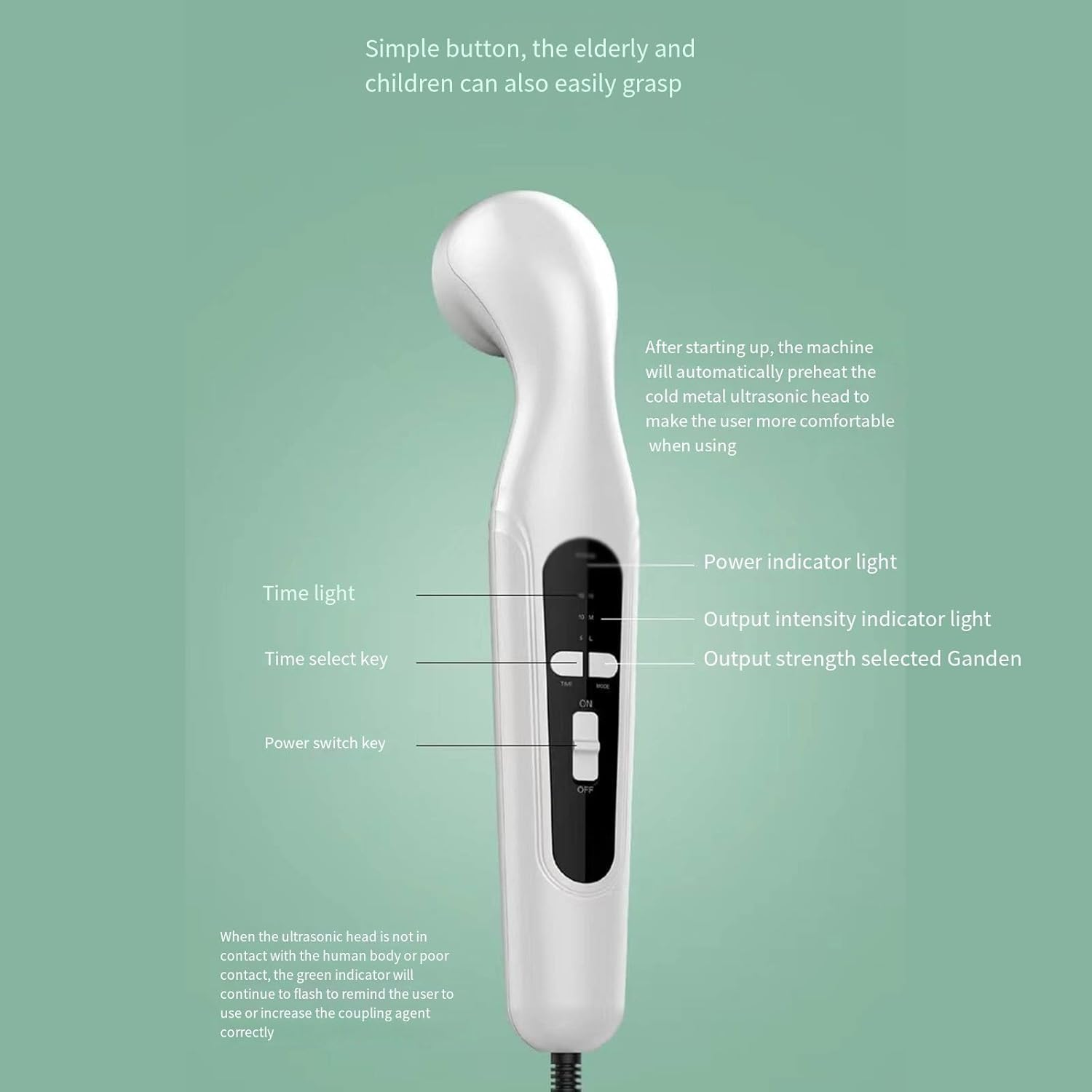 Mini Ultrasonic Physiotherapy Instrument(1 Mhz & 3 Mhz), 3 Gear Adjustable/ 1-15 Mintues Timer Control,Constant Temperature Protection, Effective Radiation Area: 4Cm&sup2;,White image number 1