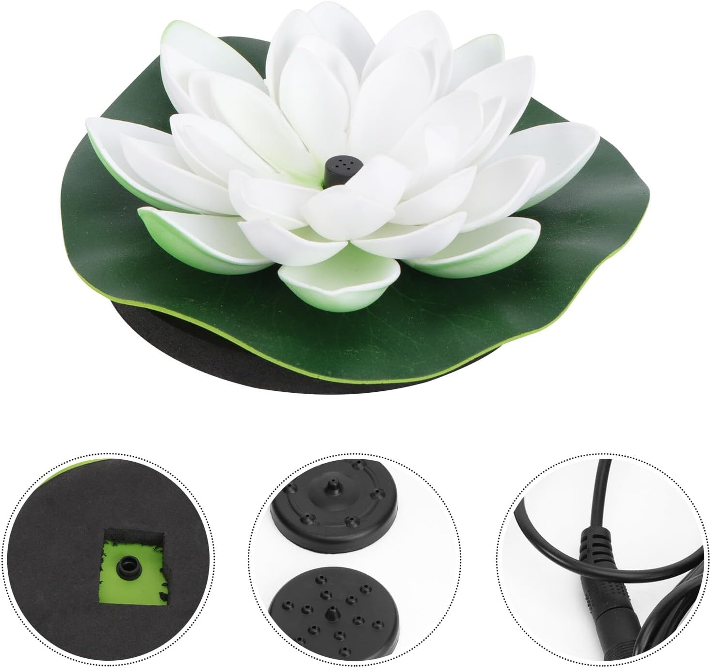 Anneome Solar-Powered Floating Lotus Fountain Water Pump with Nozzle Heads White Outdoor Garden Decor for Pool Aquarium Tank image number 1