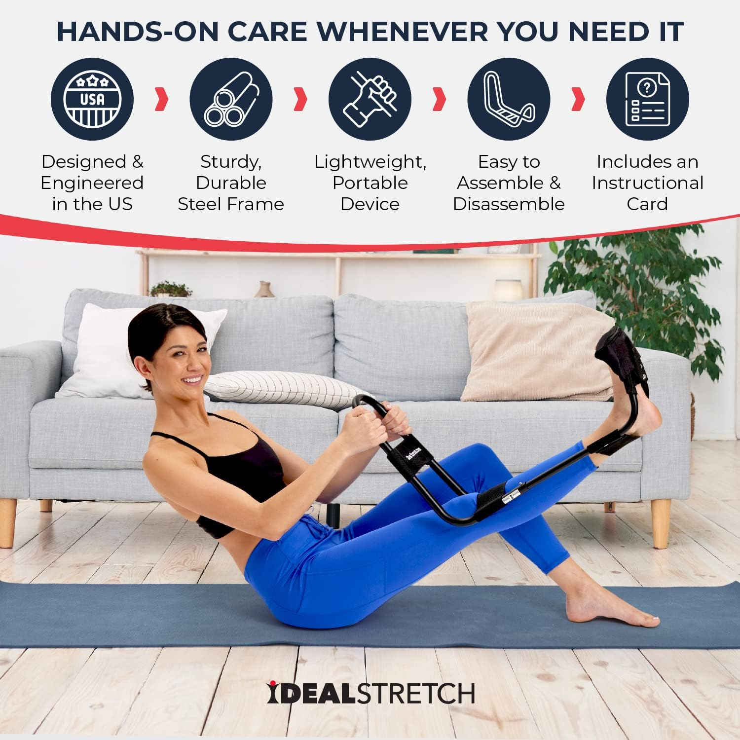 Idealstretch Original Hamstring Stretcher Device - Hamstring & Calf Stretcher Reduces Pain & Provides Deep Knee Stretch - Red image number 4