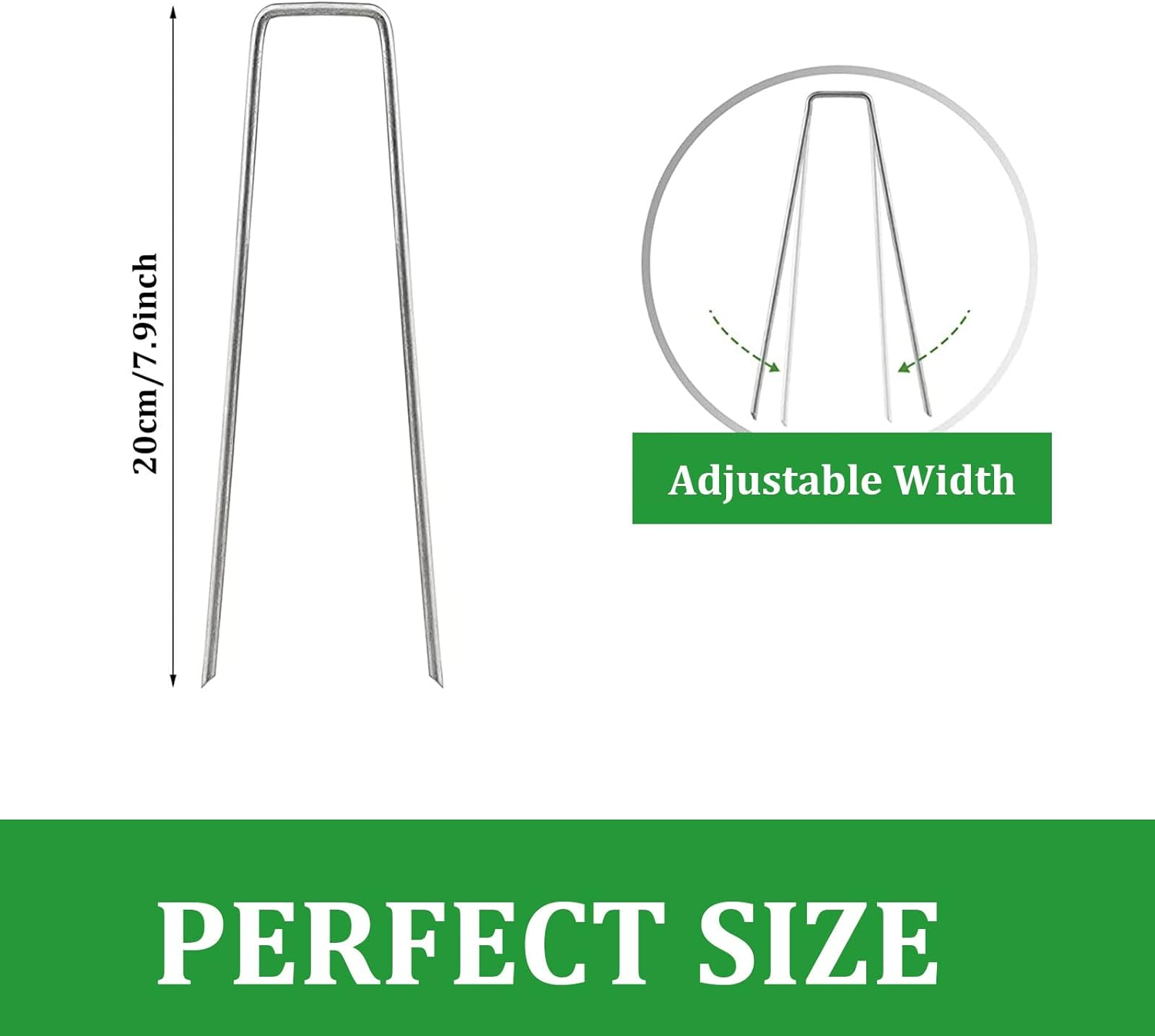 Garden Staples, 30 Pcs Stakes Heavy Duty, U Shaped Galvanized Pins for Garden Sod for Lawn Securing Ground Fabric (Silver) image number 2