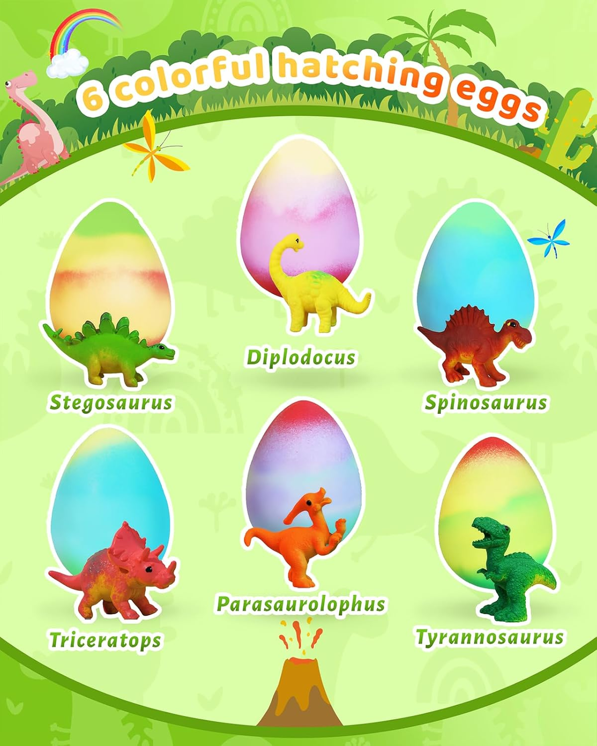 Dinosaur Hatching Eggs for Kids - 6Pack Dinosaur & Egg Unicorn Rainbow Toys Grow in Water for 3-8 Boys Girls, Halloween Easter Christmas Gifts, Birthday Ideas and Party Favors for 3+ Year Old image number 4