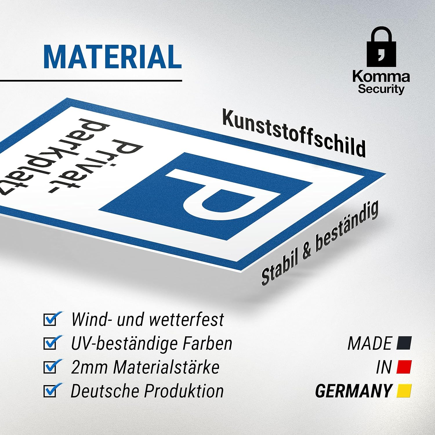 Komma Security Private Parking - No Parking 20 X 30 Cm Sign Prohibition Sign Private Parking Sign - Warning Cars Vehicles Warning Sign - Parking Free image number 6