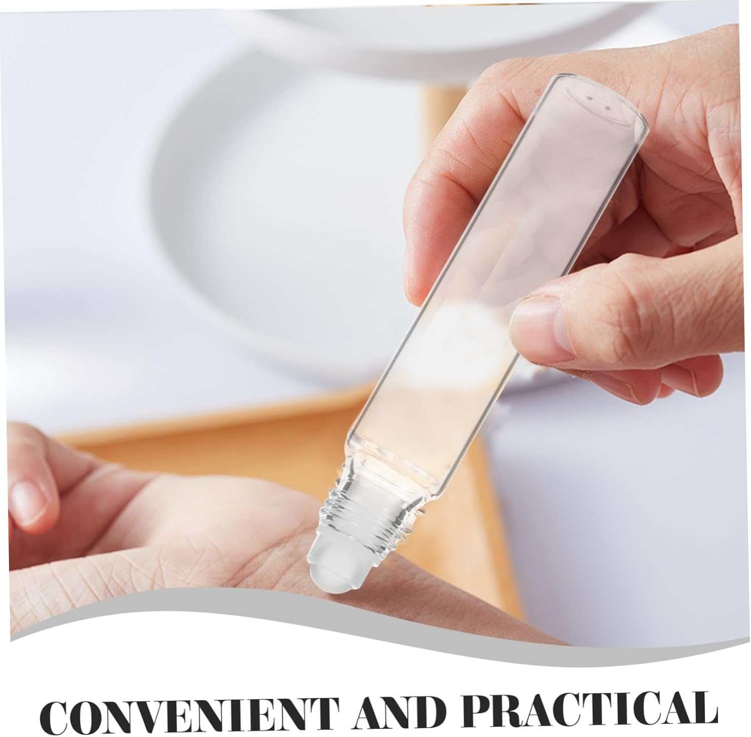 FOMIYES 5Pcs 20Ml Essential Oil Roller Bottles Glass Empty Roller Bottles Press Lock Cap for Aromatherapy and Diy Blending image number 2