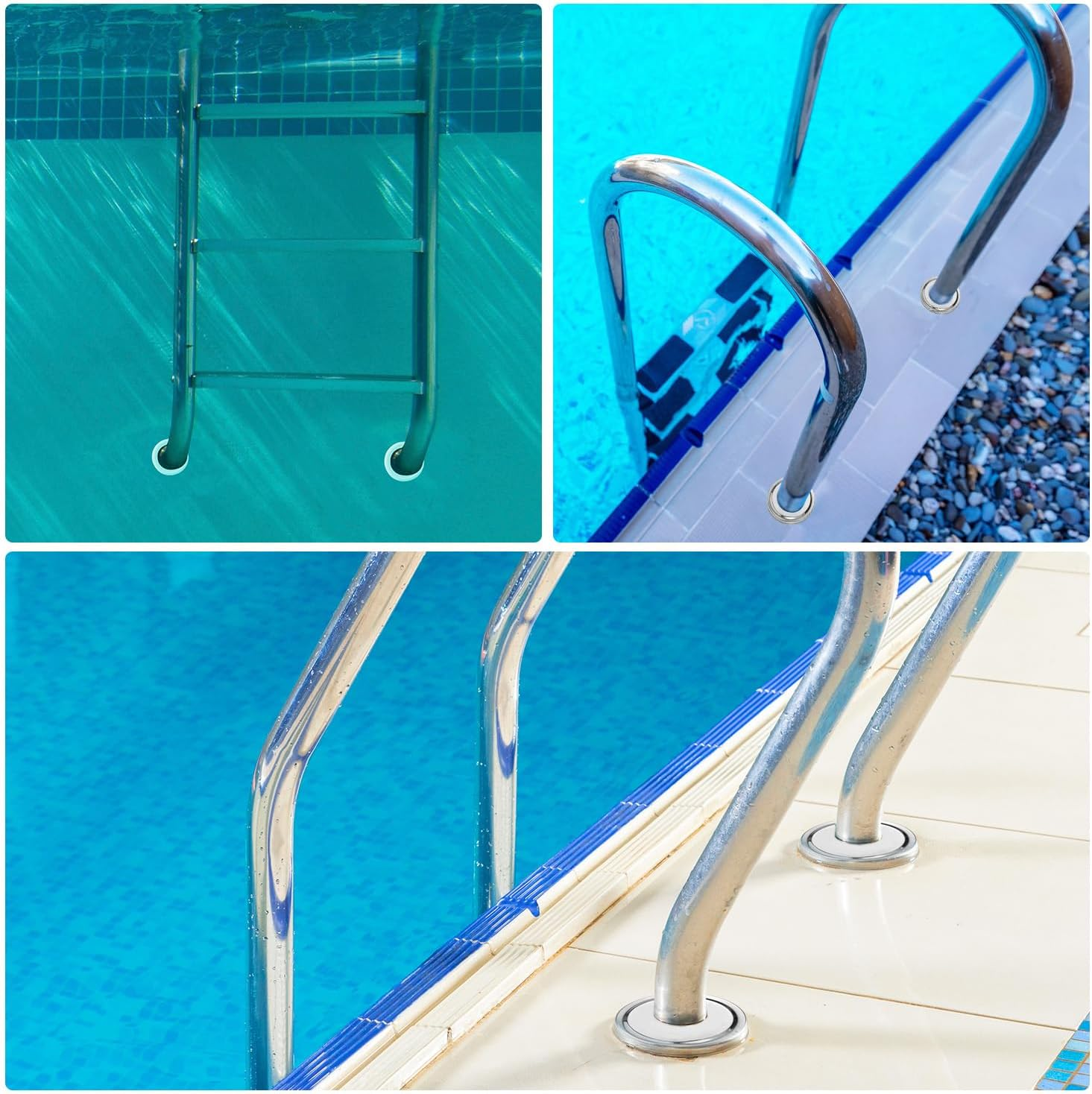 2Pcs Pool Ladder Bumper, White Pool Step Rubber End Caps for 1.9 Inch/4.82Cm Pool Ladder Pipes Pool Protective Liner Pool Ladder Refill Parts for Inground Pools