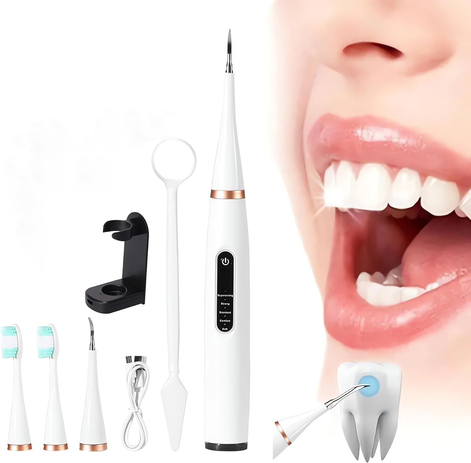 2-In-1 Teeth Cleaning Kit - One-Click Switch between Toothbrush and Plaque Remover, 5 Modes, Portable for Travel and Home Use image number 4