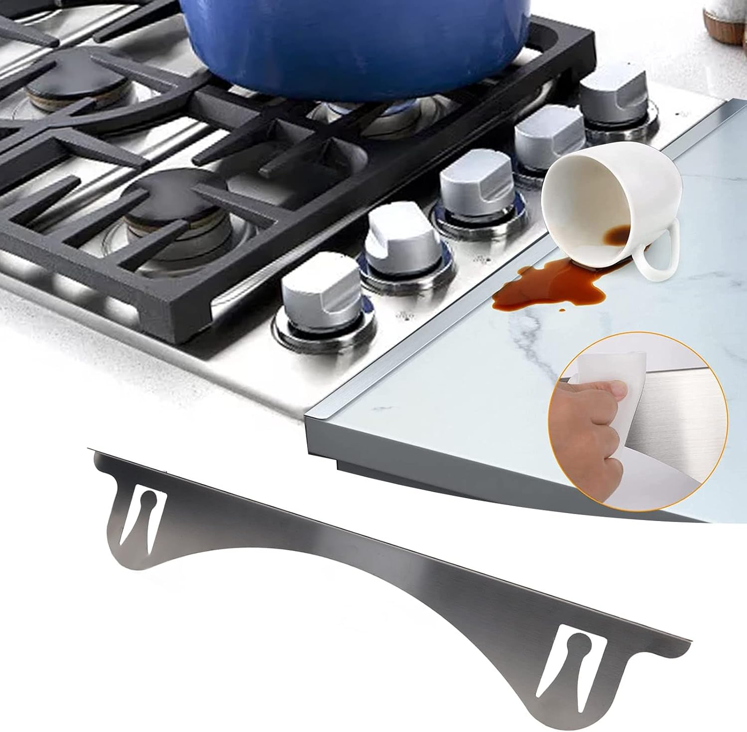 60Cm Stove Gap Covers Stainless Steel, Stove Side Filler Stainless Steel Stove Gap Cover Heat Resistant Oven Gap Cover image number 5