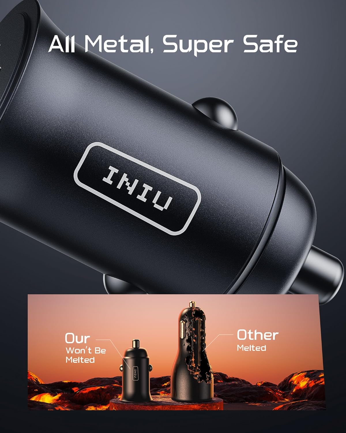 Car Charger, INIU USB C Car Charger [USB C 30W+USB a 30W] QC 3.0 PD Fast Charging, Dual Ports All-Metal Mini Car Charger Adapter, for Iphone 15 14 13 12 Pro Max Ipad Samsung S21 Macbook Airpods Tablet image number 4