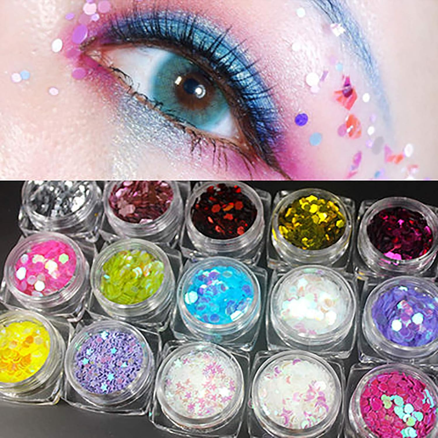48 Bottles Nail Art Makeup Decoration Glitter Dust Powder Acrylic Nail Art Decoration Tool image number 2