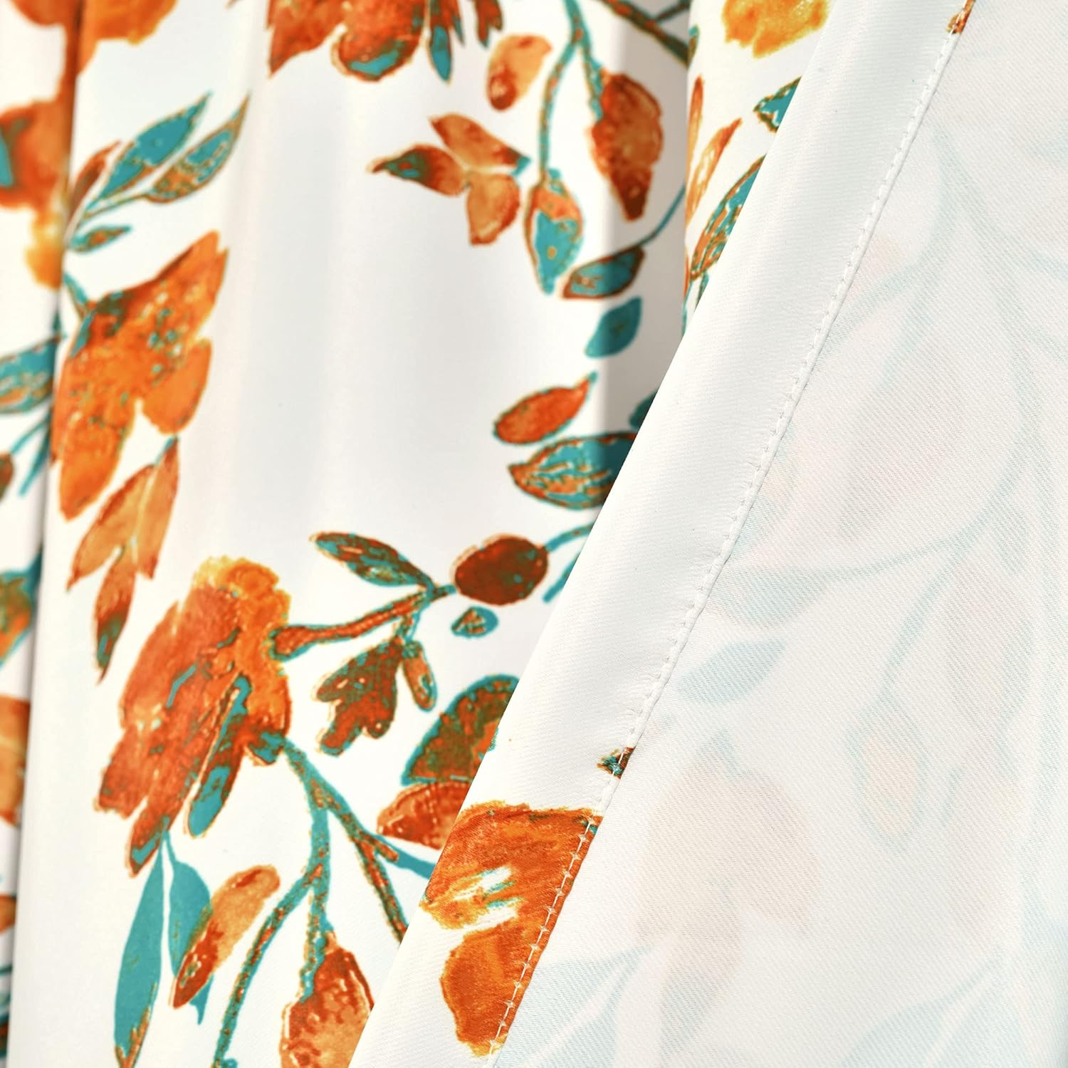 Lush Decor Tanisha Curtains - Light Filtering Window Panel Set, Pair - Floral Vine Print, Beautiful, Modern, Elegant Home Decor - 52" W X 84" L, Tangerine & Turquoise - Purple  Gray image number 5