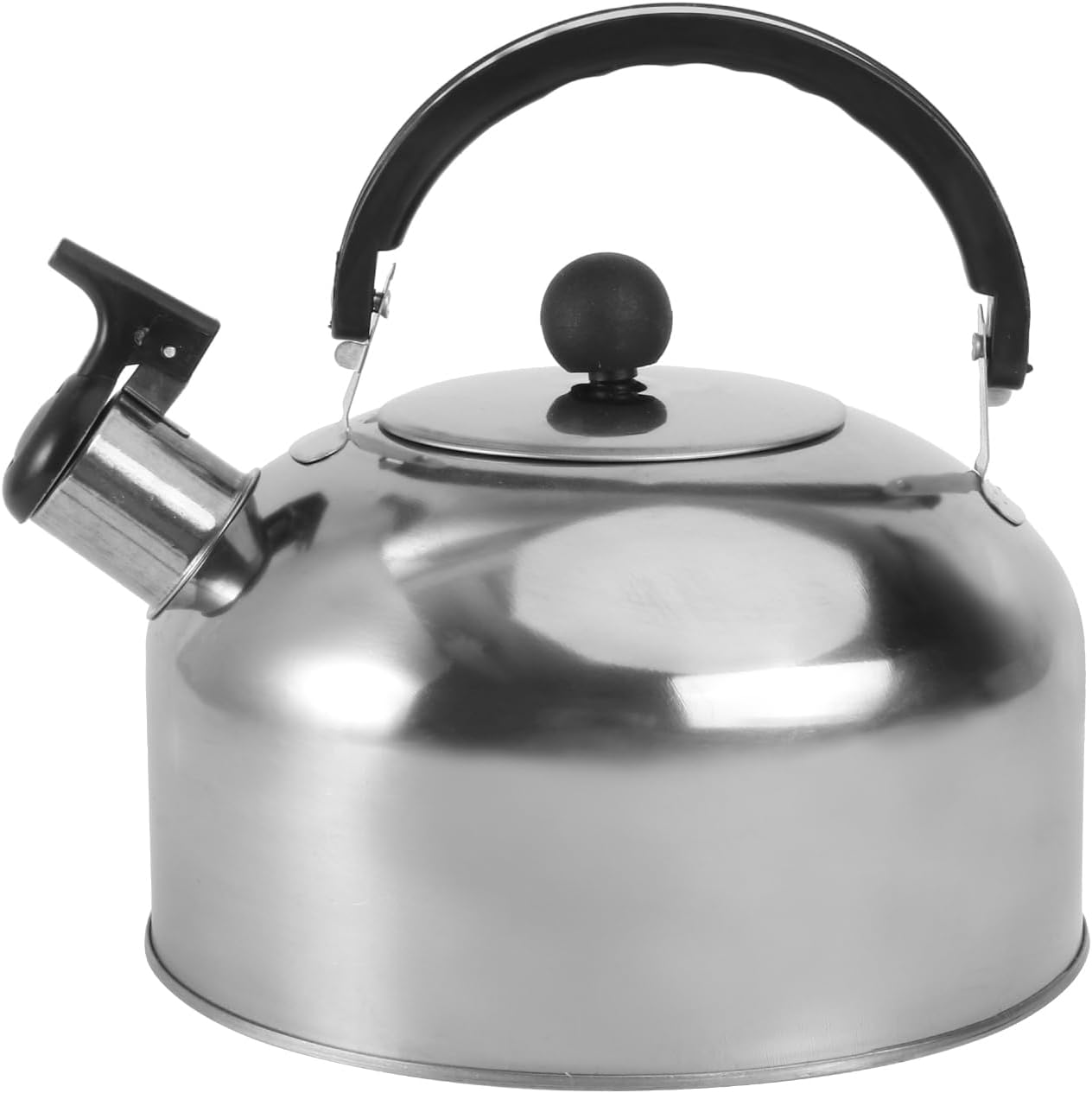 PRETYZOOM 2L Whistling Tea Kettle, Stovetop Water Boiler, Stainless Steel Water Boiling Pot with Plastic Handle Household Whistling Kettle Teapot image number 2