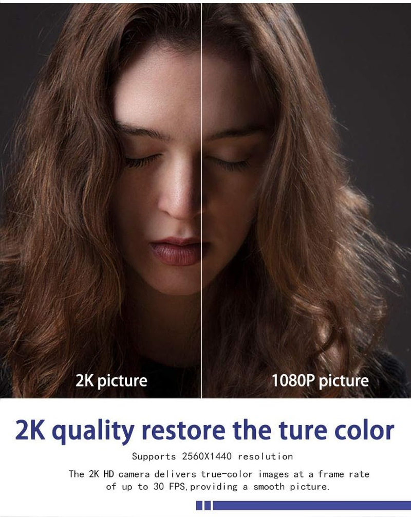 2K Full HD Webcam 1080P 1440P, Live Streaming Web Camera with Stereo Microphone, Desktop or Laptop USB Webcam 360 Rotating, HD Webcam for Video Calling, Recording, Conferencing, Streaming, Gaming (PC05) image number 5