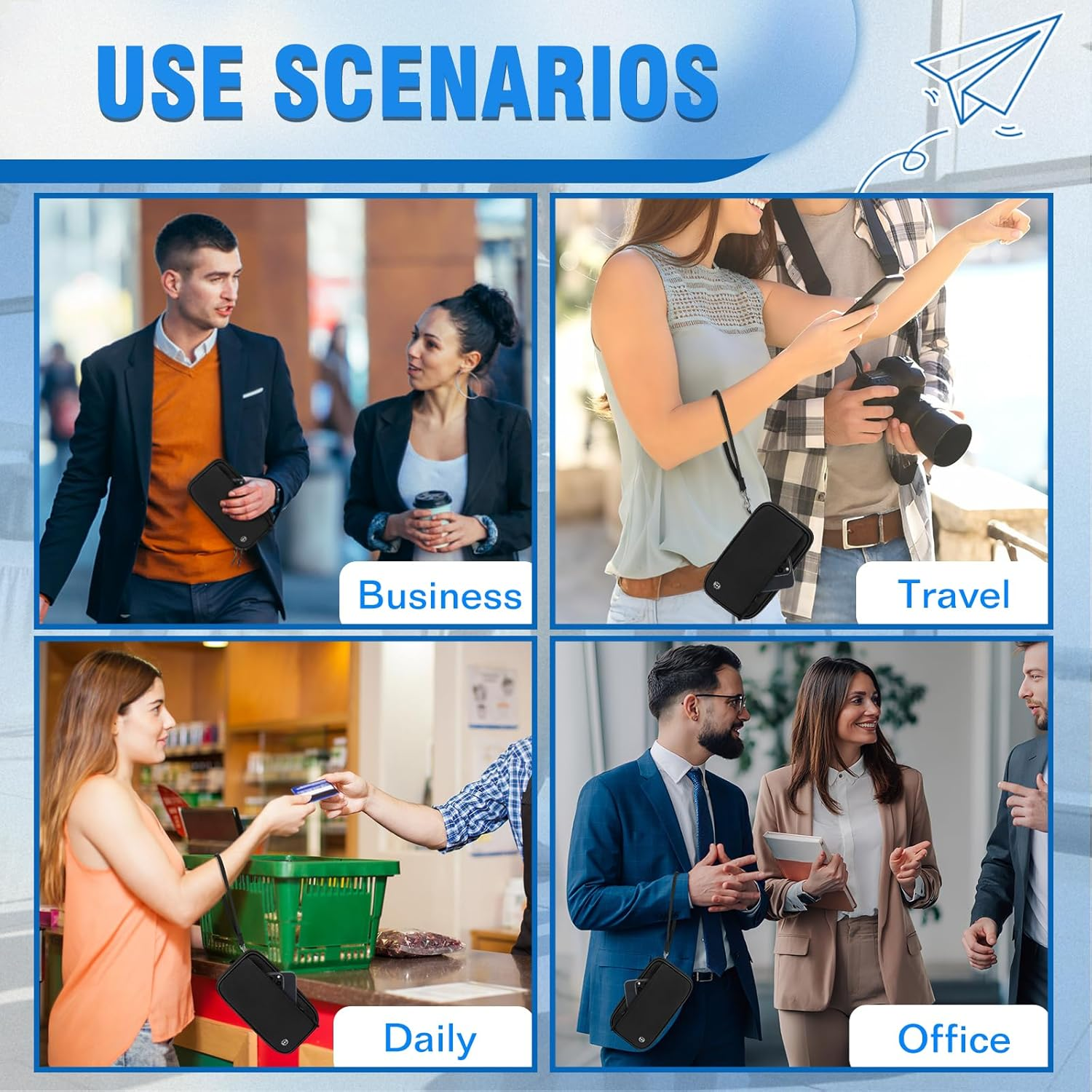 Milifox RFID Travel Passport Wallet, Family Passport Holder，Waterproof Large Capacity,Document Organiser for Cards, Flight Tickets, Wallet for Women Men image number 5