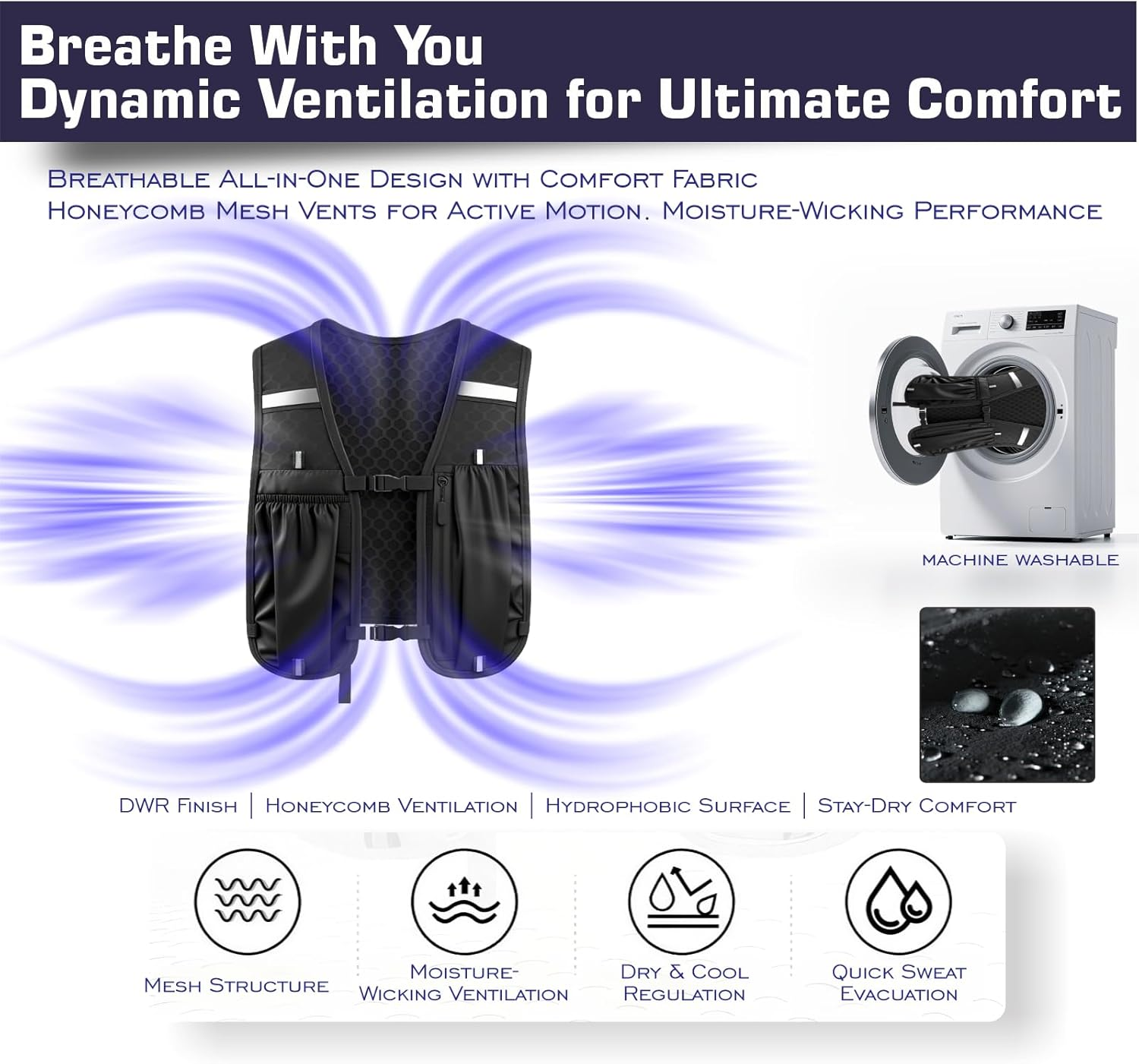 PIEKEDS Running Phone Holder Vest with 550Ml Running Water Bottle, Adjustable & Lightweight Hydration Vest | Reflective Running Vest for Men & Women image number 1