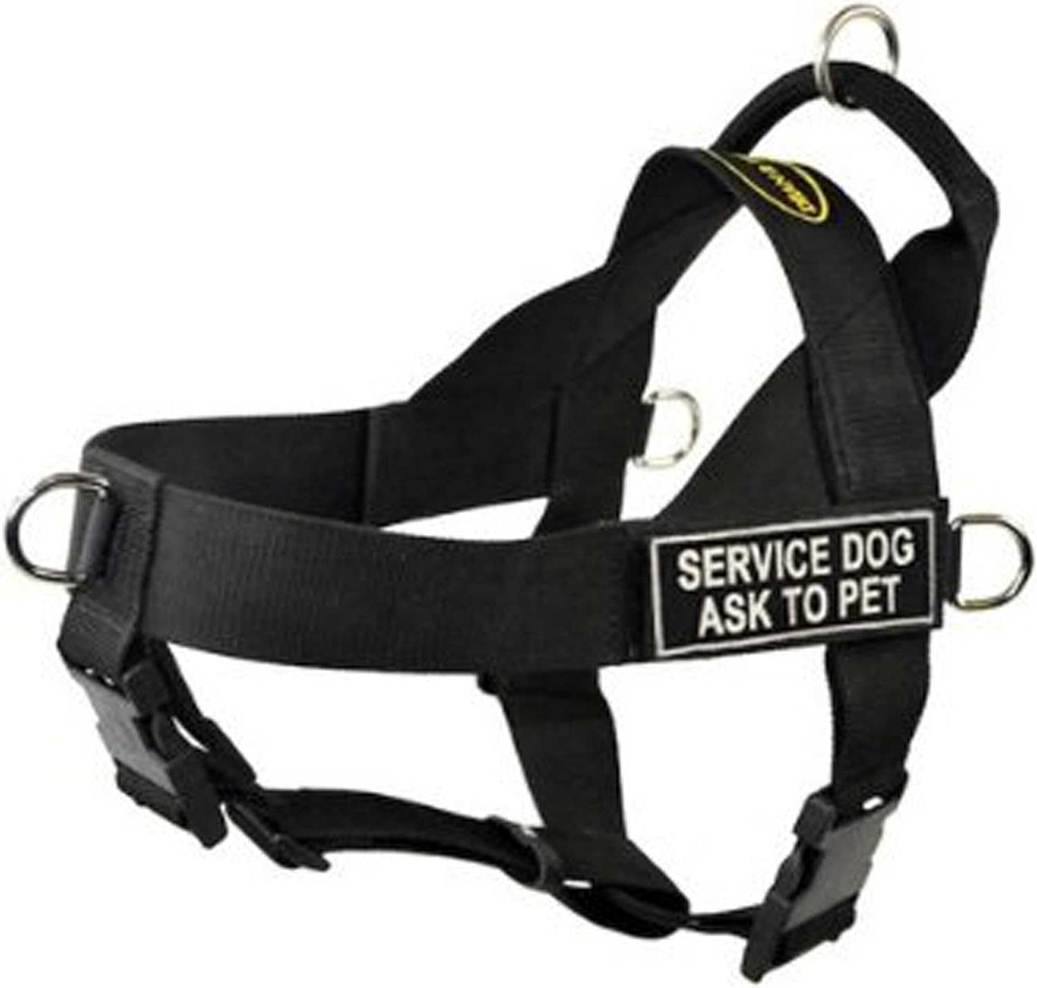 DT Universal No Pull Dog Harness, Service Dog Ask to Pet, Black, Large, Fits Girth Size: 31-Inch to 42-Inch image number 3
