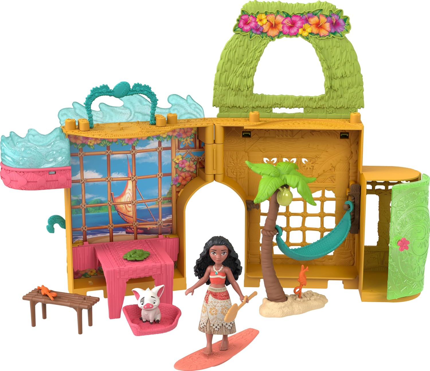 Mattel Disney Princess Toys, Moana Storytime Stackers Doll House with Moana Small Doll, 1 Animal Friend & 9 Accessories, Inspired by Disney Movie image number 5