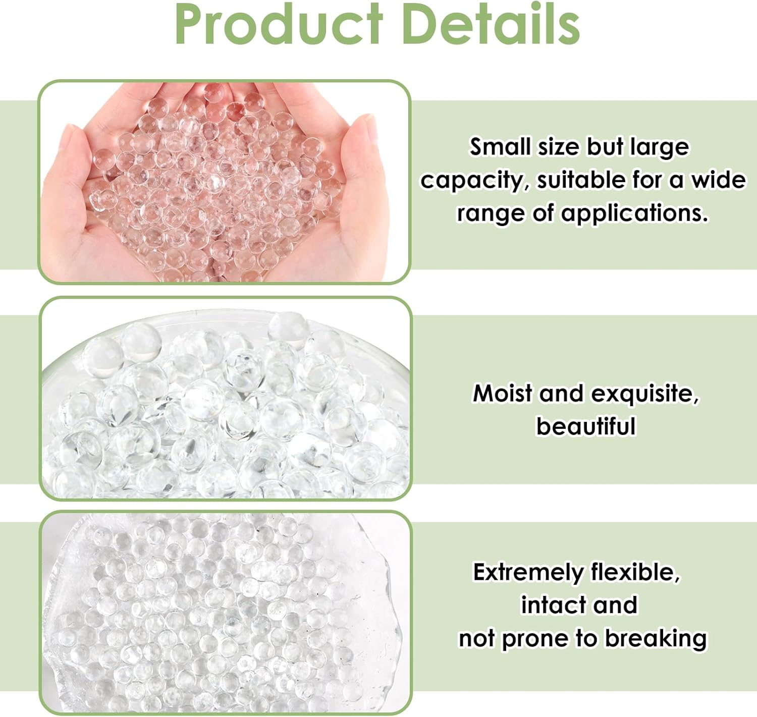 40000 Pcs Clear Water Gel Jelly Beads Vase Fillers, Premium Clear Water Gel Beads for Floating Candles, Wedding Centrepieces, Floral Arrangements & Home Decor - Biodegradable, Eco-Friendly & Vibrant image number 4