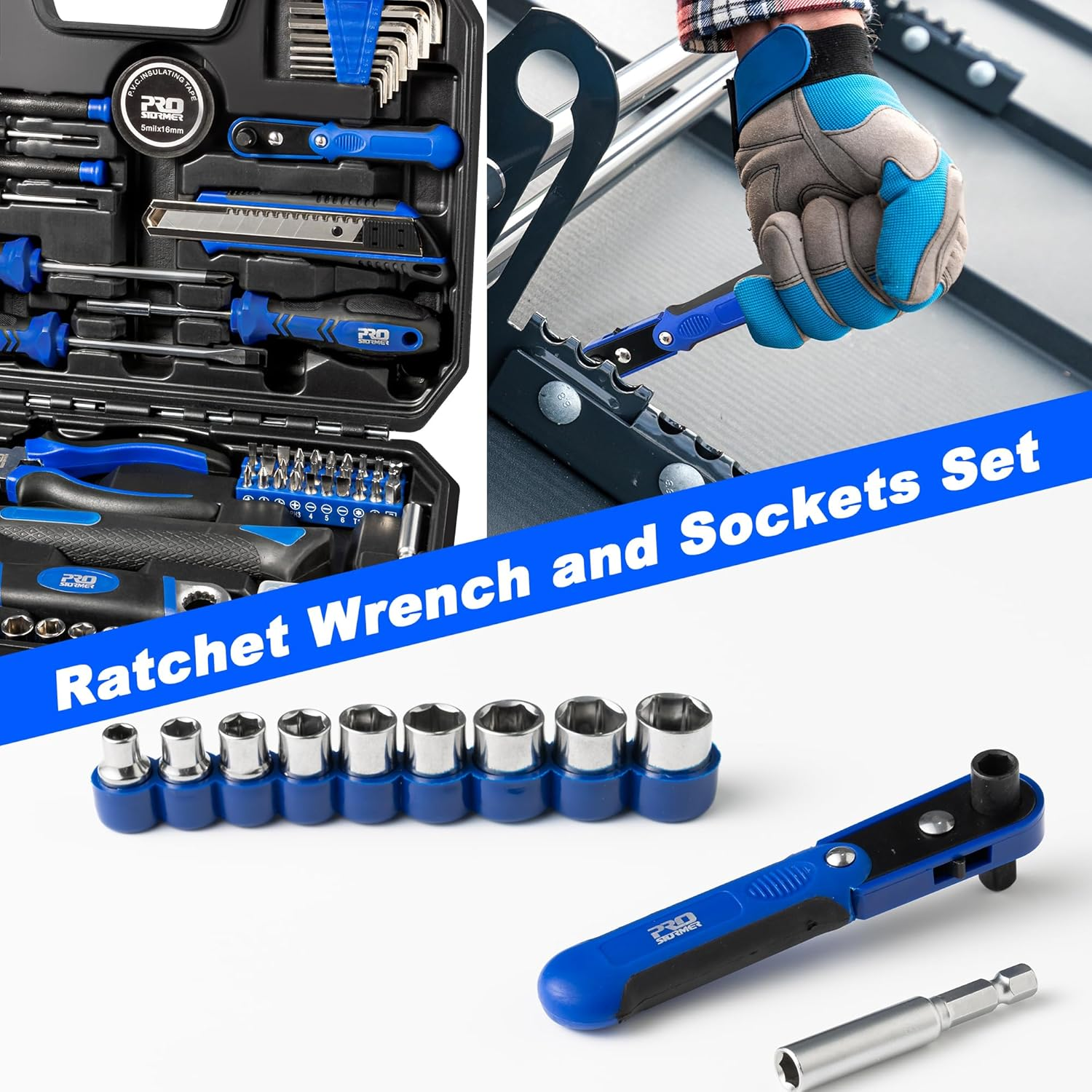 120-Piece Home Repair Tool Set - PROSTORMER General Household Tool Kit with Tool Box Storage Case for House, Office, Dorm and Apartment