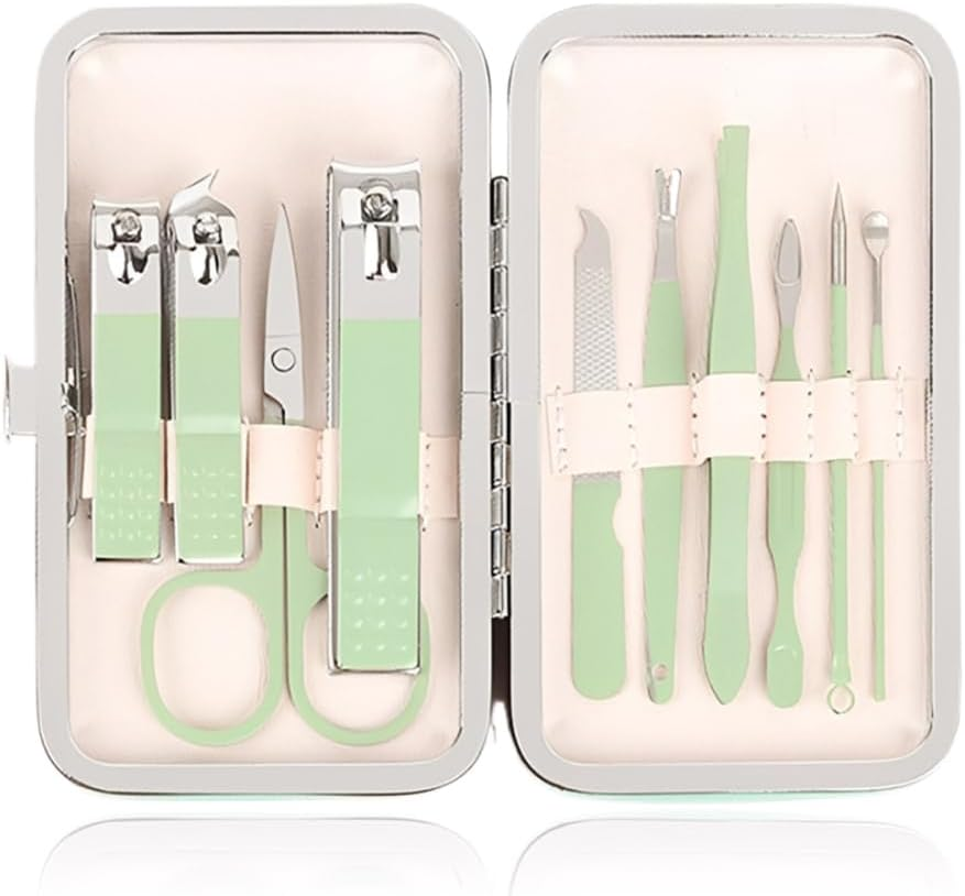 FIMWOLZ 10 Pcs Nail Clippers Set Portable 10 in 1 Manicure Set for Travel Complete Professional Nail Care Tool (Green) image number 1
