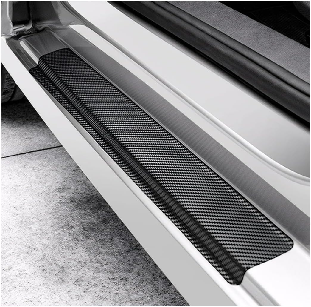 4 PCS Car Door Sill Protectors, anti Scratch Carbon Fiber Auto Threshold Cover Strips, Decorative Door Entry Edge Scuff Sticker Universal for Most Vehicles, Car Accessories (Black 5D)