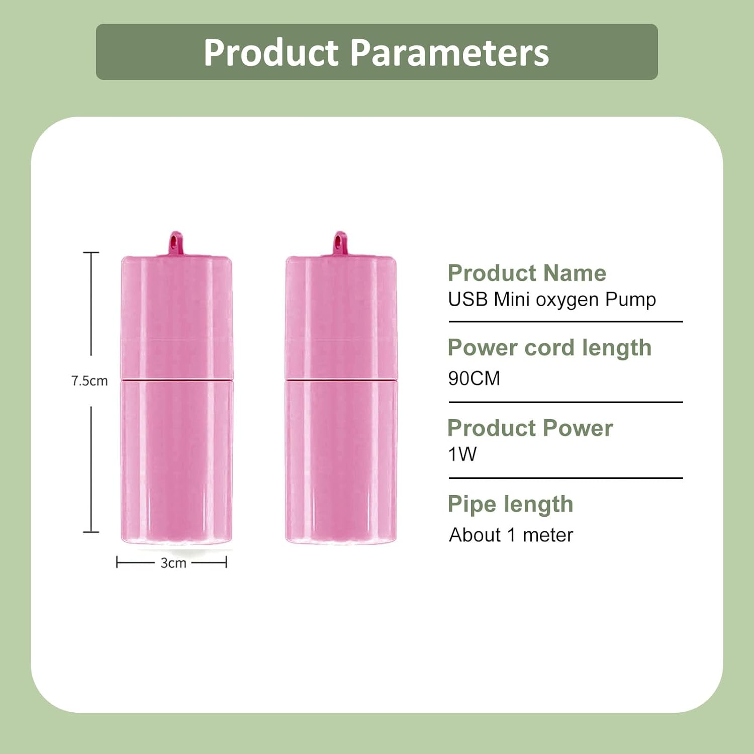 USB Mini Aquarium Air Pump - Silent Oxygen Pump for Fish Tank with Air Stone & Silicone Tube, Portable Submersible Water Pump for Efficient Oxygenation, Quiet and Waterproof Design (Pink) image number 5