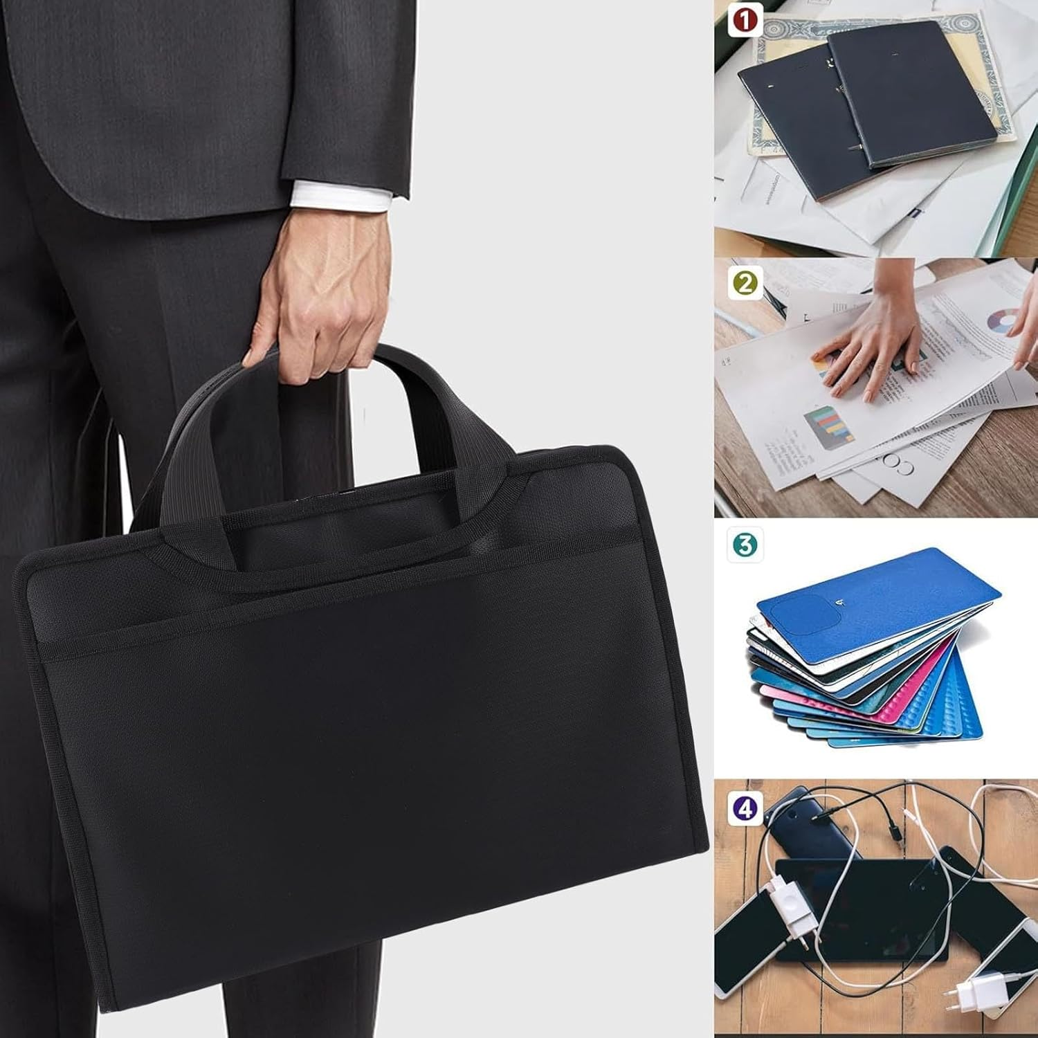 Luocute Fireproof Document File Bag, Expandable Accordion Organizer with Lock, Zipper & Labels, Large 12 Pocket Portable Folder for Important Files,Documents,Passport image number 3