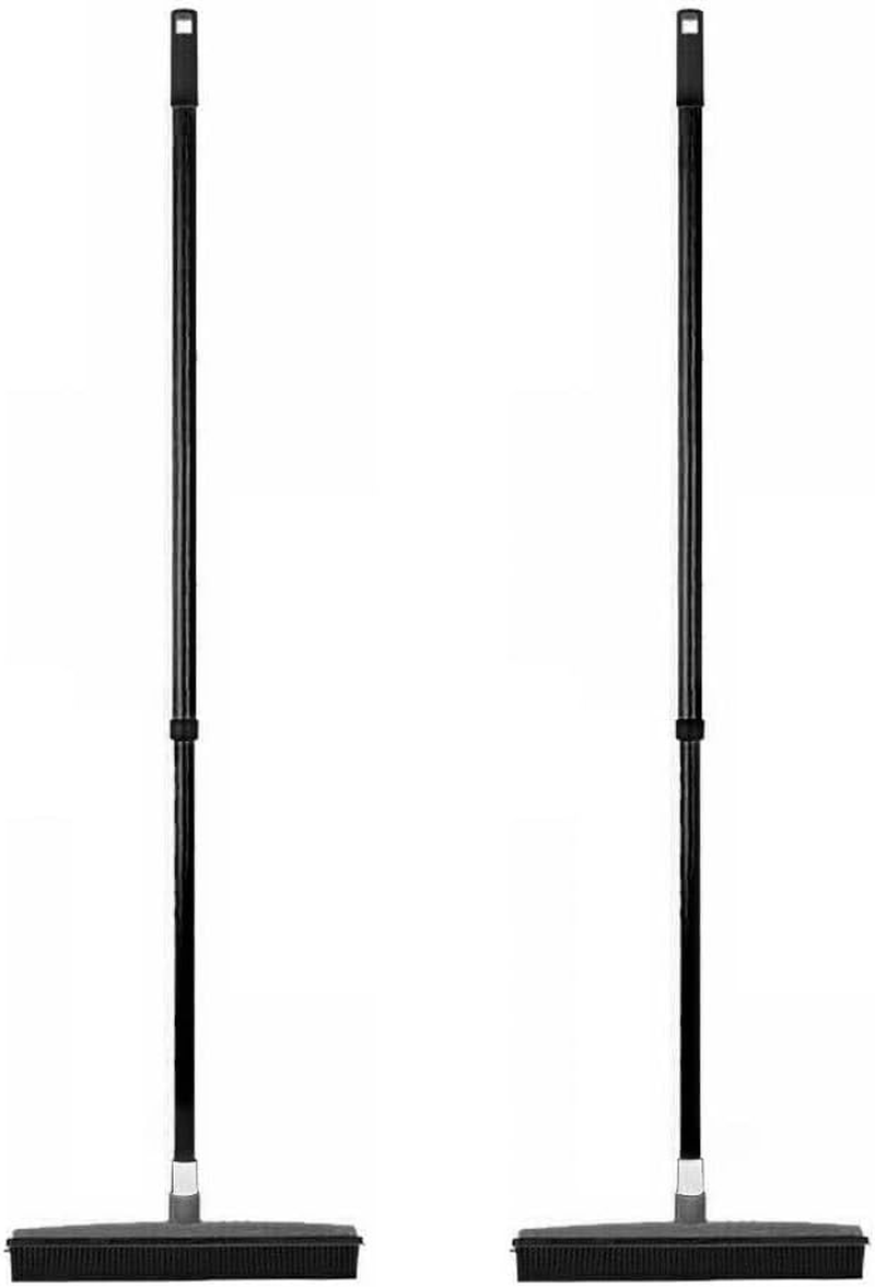 2X Rubber Broom for Dog Cat Pet Hair Car Windows Handle Sweeper Squeegee Floor (Black & Red)