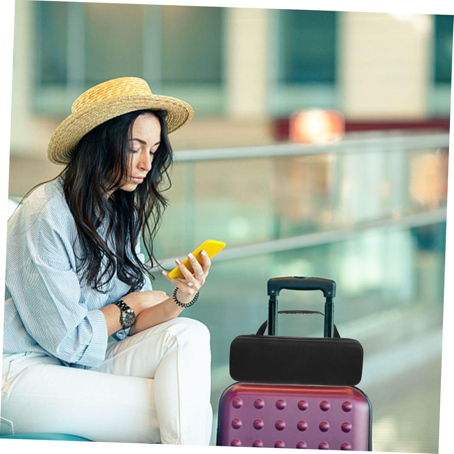 Baluue Curling Iron Storage Bag Travel Hair Dryer Holder Portable Hard Case Cover for Hair Brush Zipper