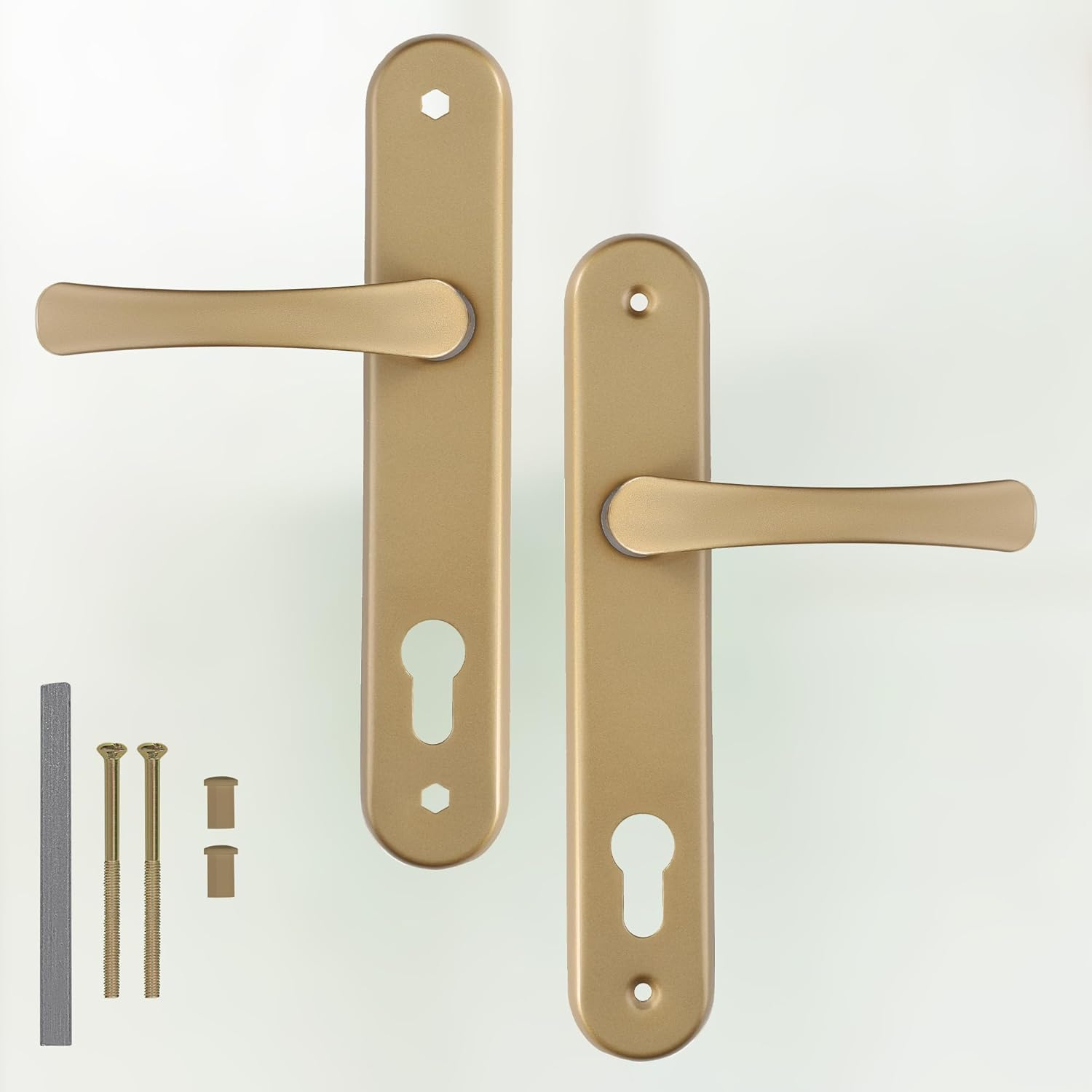 KOTARBAU&reg; Door Handle 90 Mm Right Left for Profile Cylinder Gold Door Fitting Door Handle Door Handle Set Room Door Latch Aluminium image number 2
