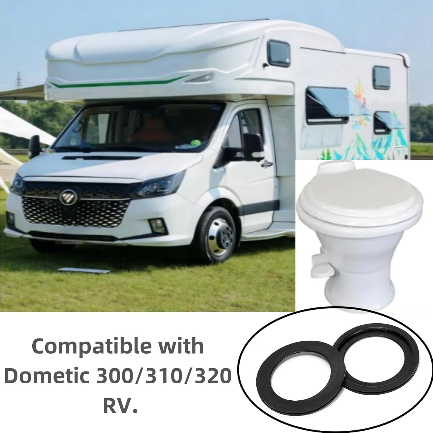 2 Pcs RV Toilet Accessories Silicone Gasket (4Inx2.8Inx0.3In) OE 385311658 Compatible with Dometic 300 310 320 Series image number 5