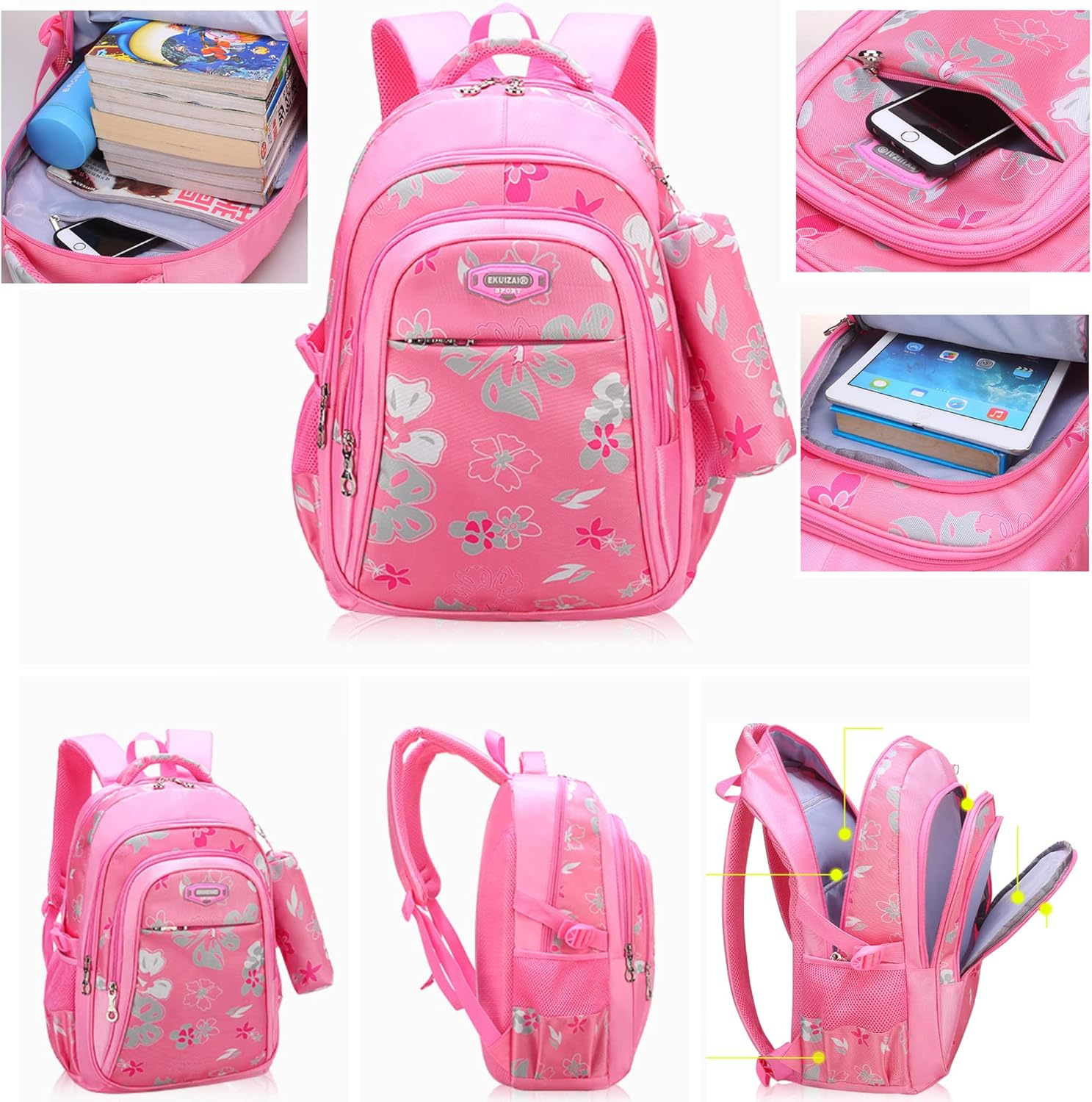 JOJOOKIDS Backpack for Kids 15" | Durable and Functional School Kid Book Bag, Perfect Bag for Kindergarten or Elementary, Pink Unicorn, Medium, Classic image number 2