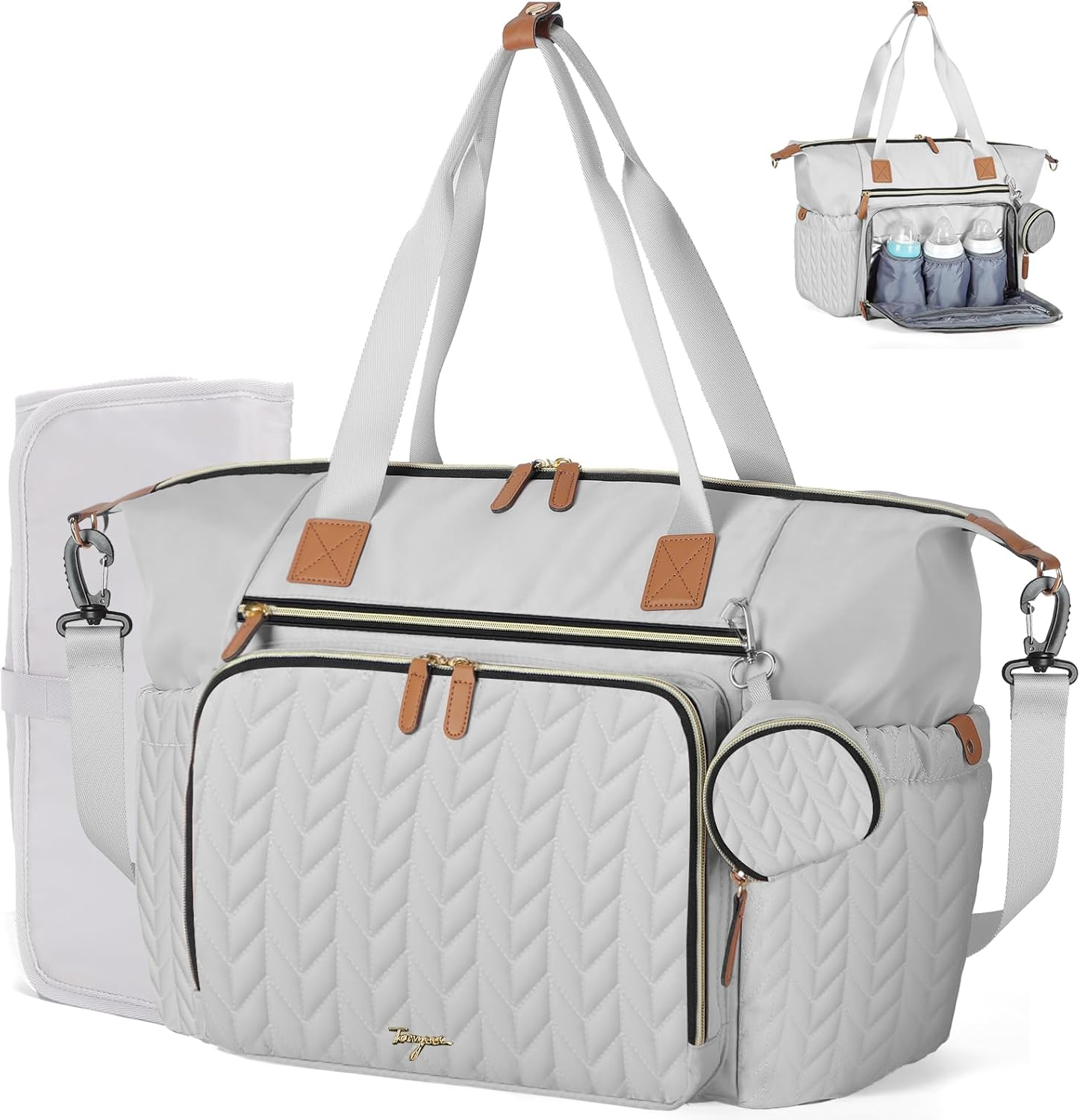 Tonyeee Luxury Diaper Bag Tote,Baby Bags for Mom Travel Diaper Tote Messenger Purse,Lightweight Maternity - Dark Green image number 2