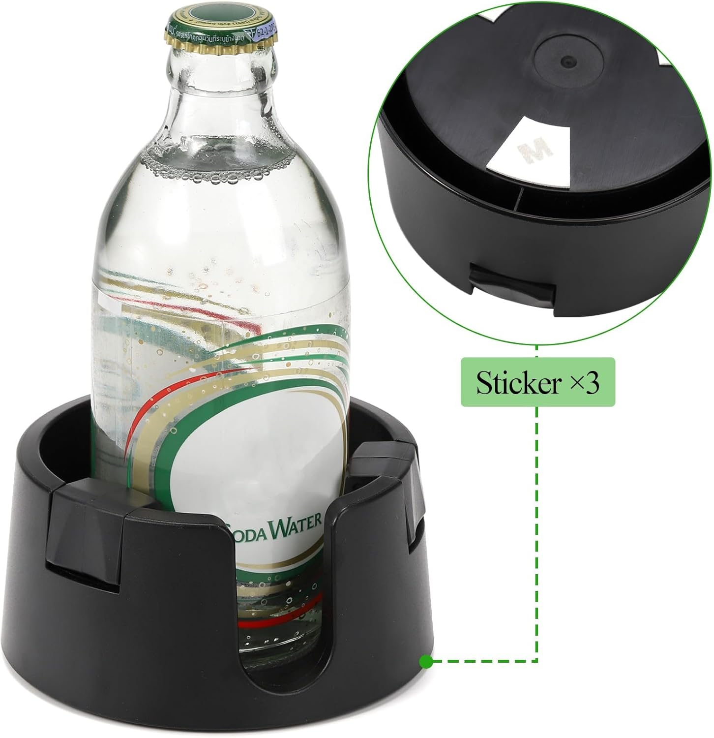 Mezchi 2 Pack anti Spill Cup Holder, Adhesive Desk Cup Holder, Adjustable Plastic Drink Holder for Desk, Non Tipping Coaster Cup Holder for Office, Home, Desktop, Table, Black image number 1