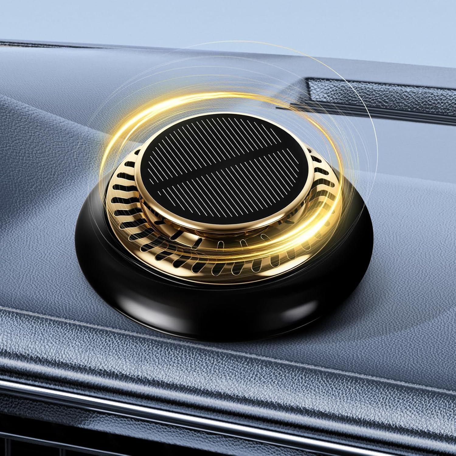 Wuyaoyao Car Air Freshener, Rotating Solar Energy Car Fragrance Diffuser, Long Lasting Automotive Scents Air Freshener Diffuser, Mini Aromatherapy Air Purifier for Most Vehicles (Black, Cologne)