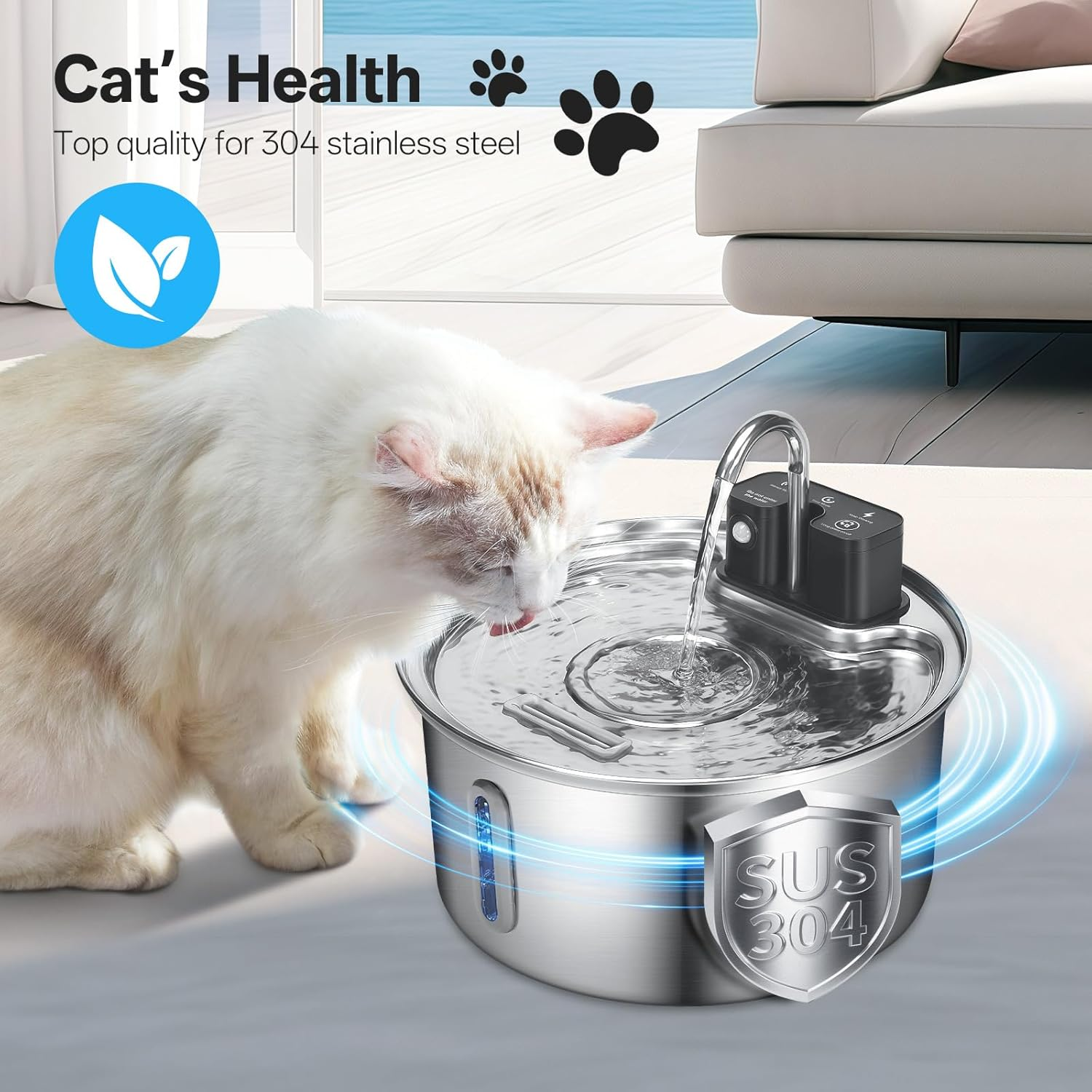 Sanklev 3.2L Wireless Cat Water Fountain, Cordless Cat Water Dispenser with Motion Sensor,Automatic Pet Fountain,4200Mah Battery Operated,Ultra-Quiet Pump image number 6