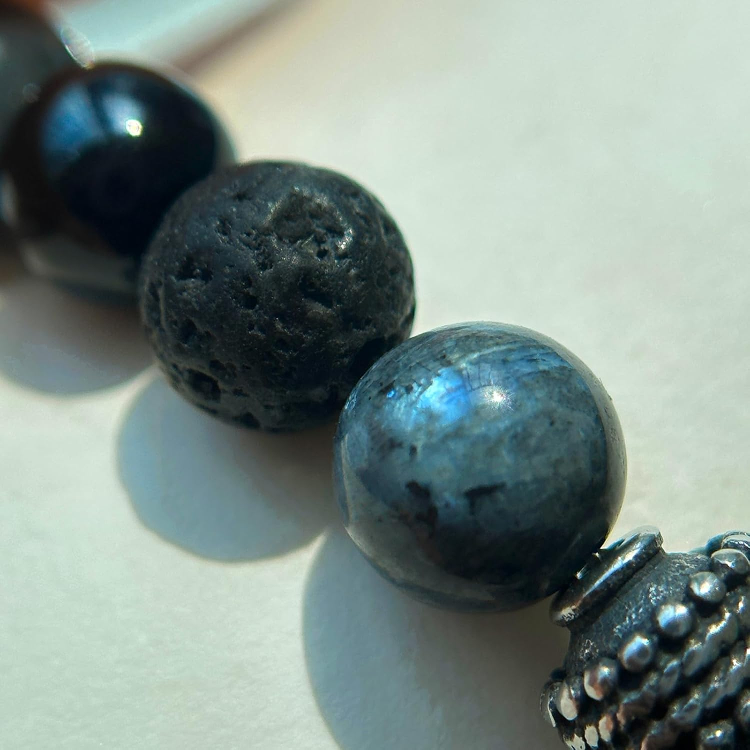 Nature Lava Stone Tigereye Black Brown Green Blue Bead Bracelet | 2 Sizes | Mens Womens Gift Pack Bracelets image number 5