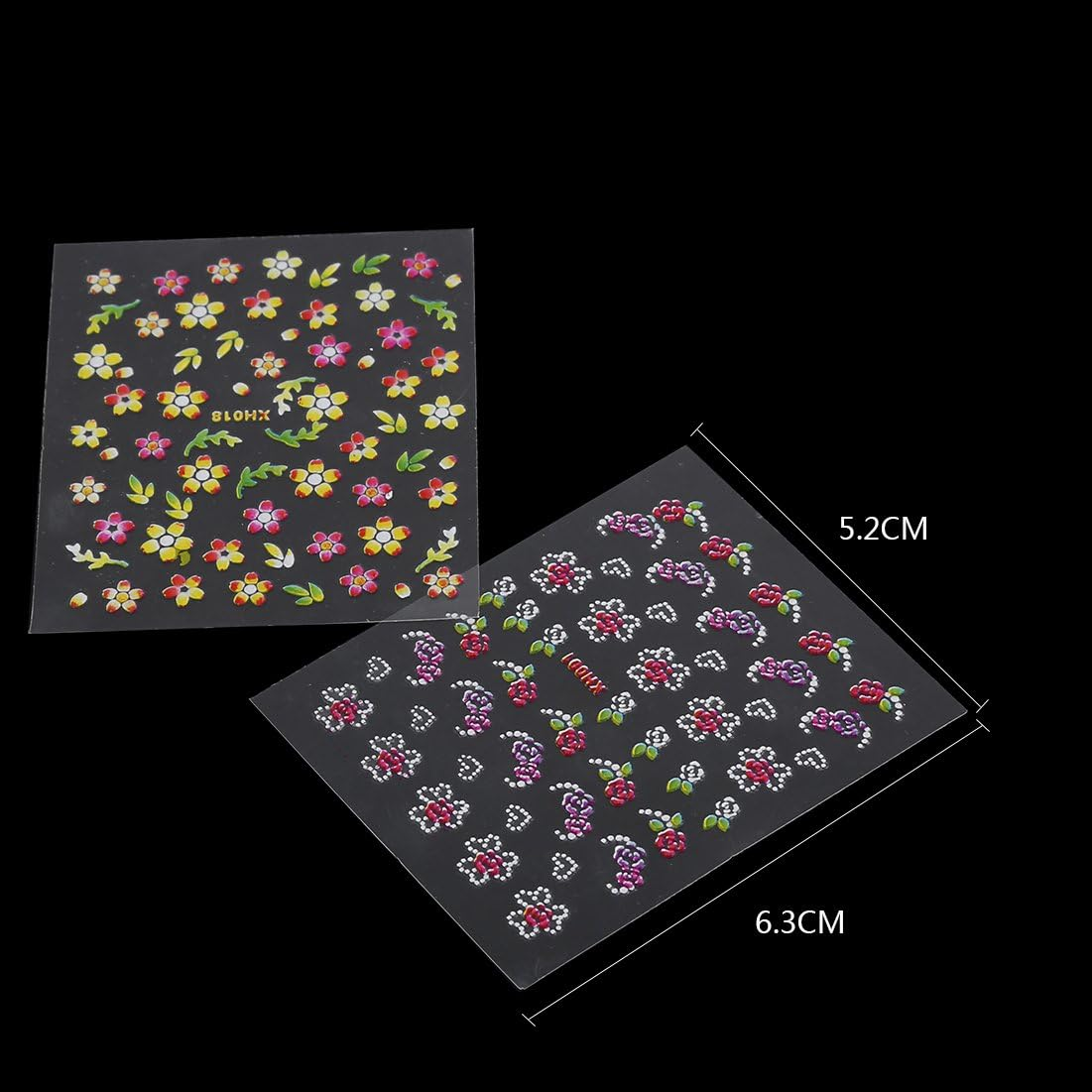 Nail Sticker, 50 Sheets Multicolor Stylish 3D Nail Art Sticker Flower Design Adhesive Decal Decoration image number 2