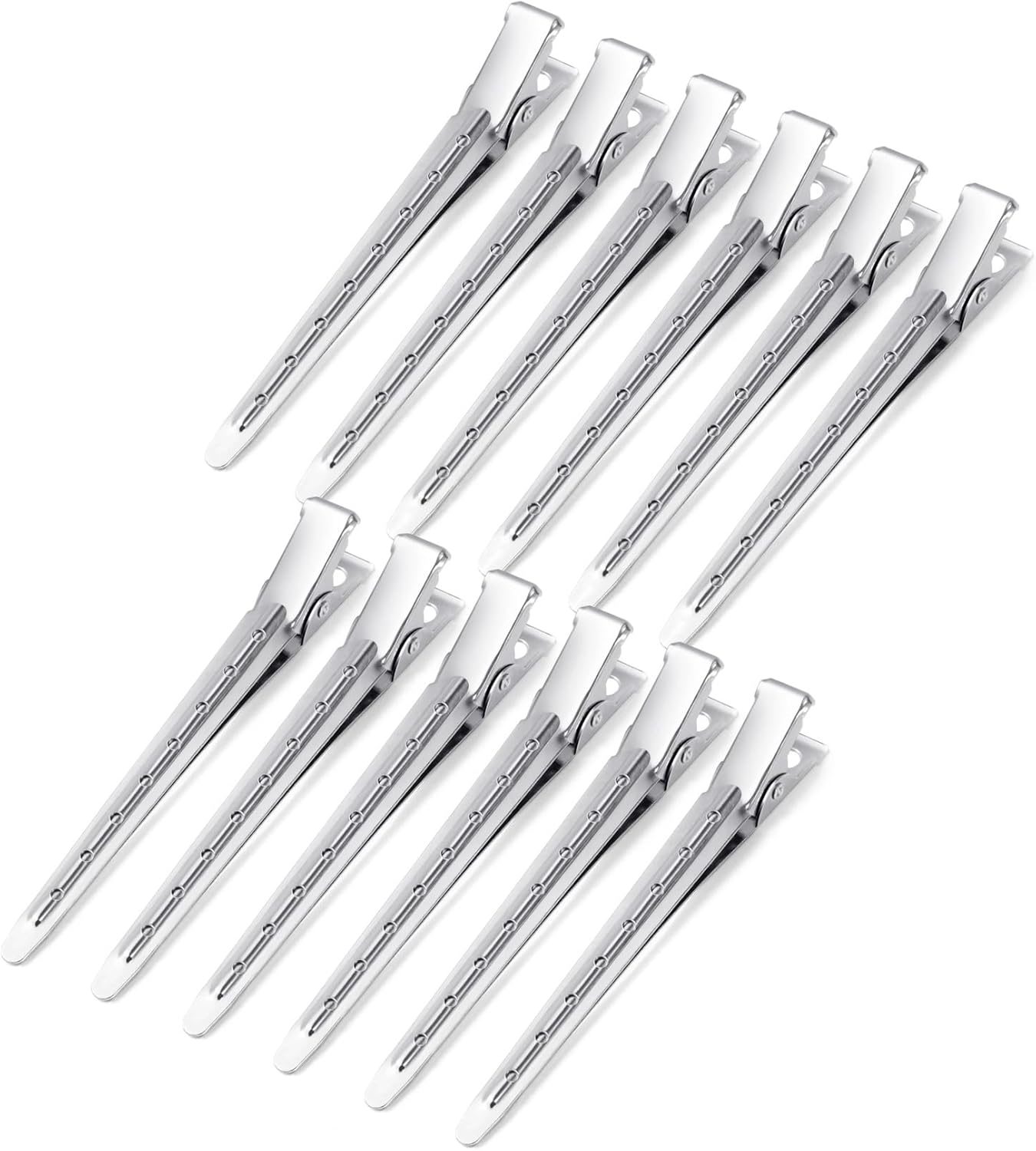 Annhua 12Pcs Duckbill Hair Clips - 9Cm Stainless Steel Alligator Sectioning Clips for Hair Styling, Cutting, Blow Drying & Makeup - Ideal for Home and Salon Use, Silver image number 2