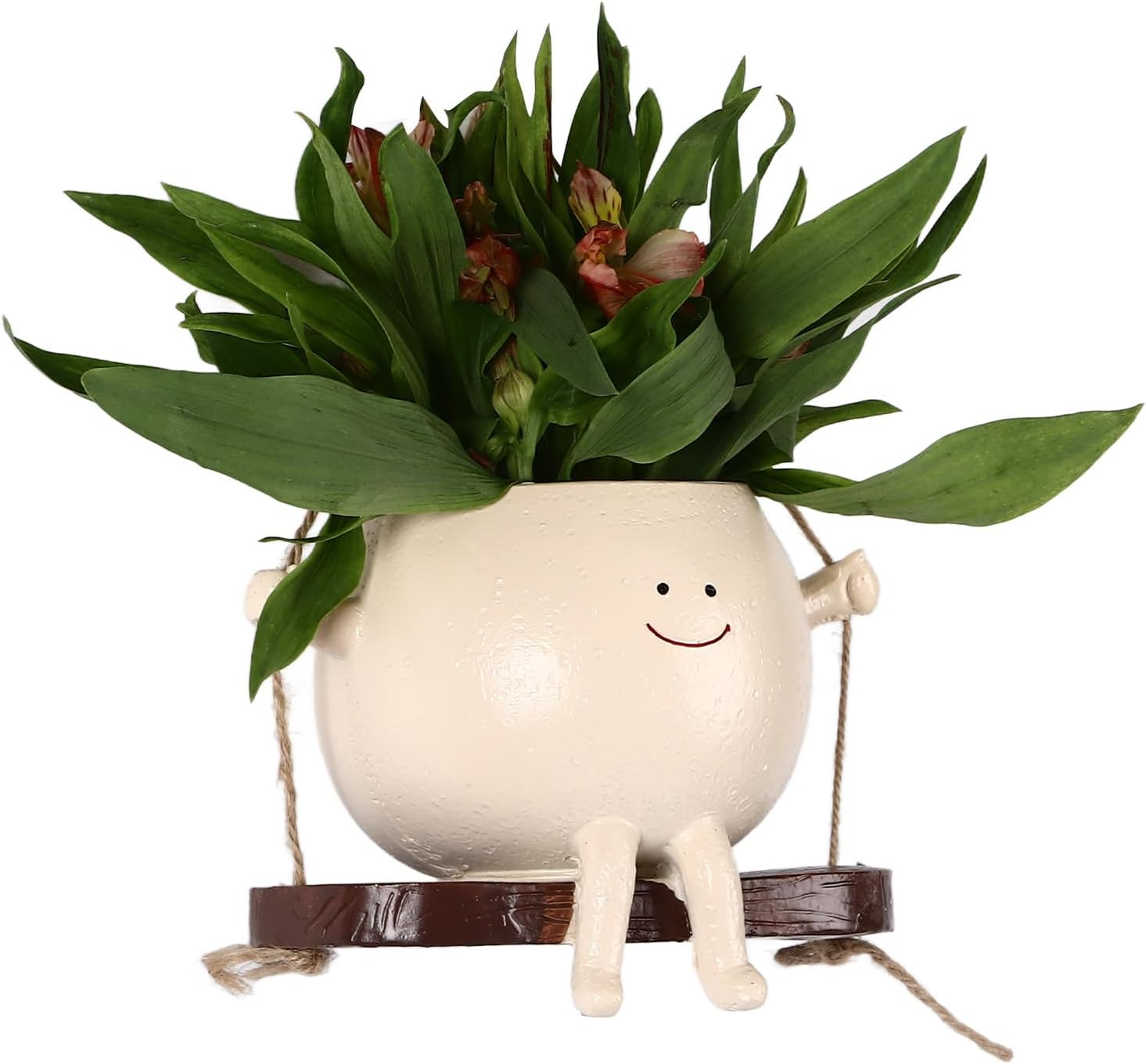 Swing Face Planter, Smiling Face Multifunctional Resin Plant Pot for Garden