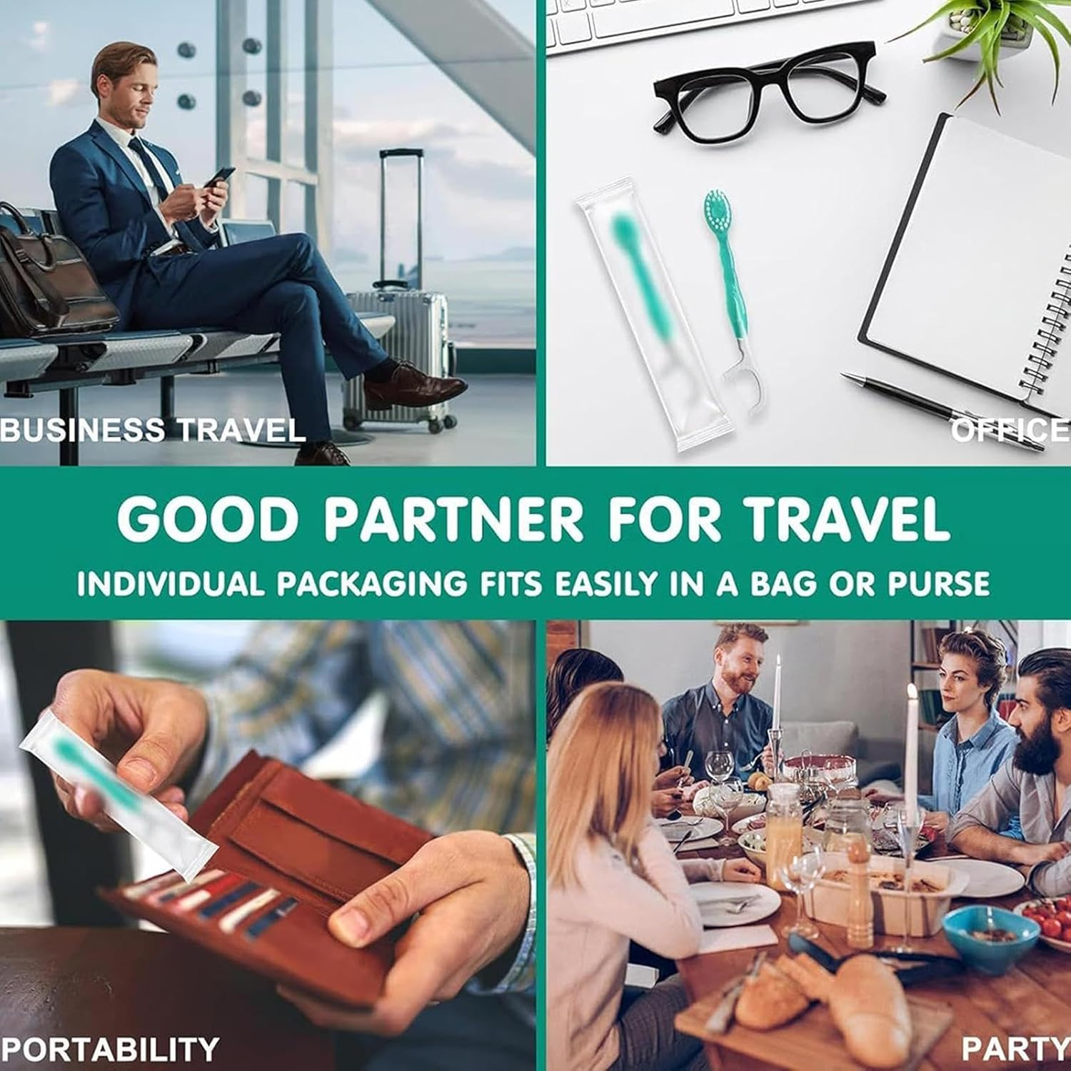 Disposaable Toothbrushes Set - 5-In-1 Portable Pre-Pasted Travel Toothbrush | Portable Travel Offices Orral Care | Toothpaste Toothpick Mini Tongue Scraper for Home Kids Travel Work Camping image number 2