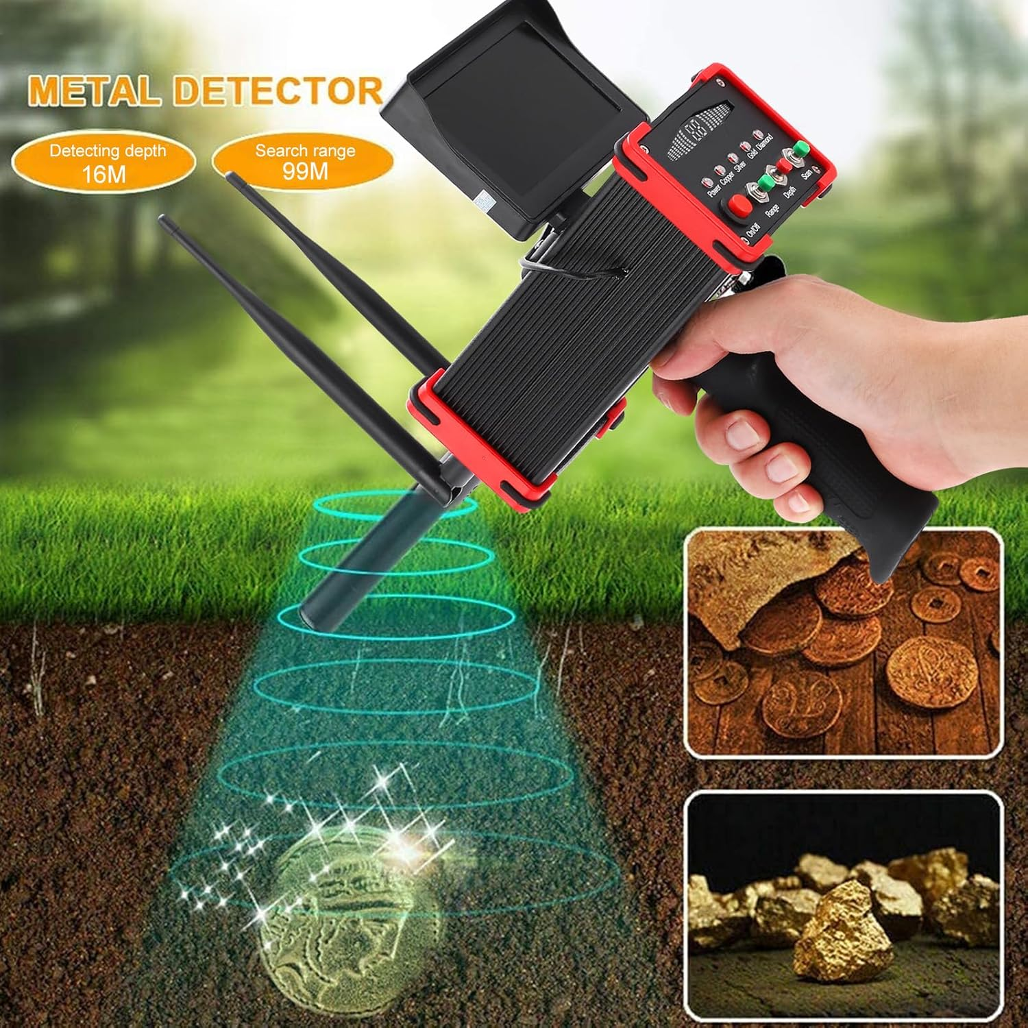 Underground Metal Detector for Adults Professional, 99 Meters Copper Scanner with 16Meter Underground, Higher Accuracy, Treasure Finder for Gold, Silver, Copper, and Gems (AU Plug) image number 6