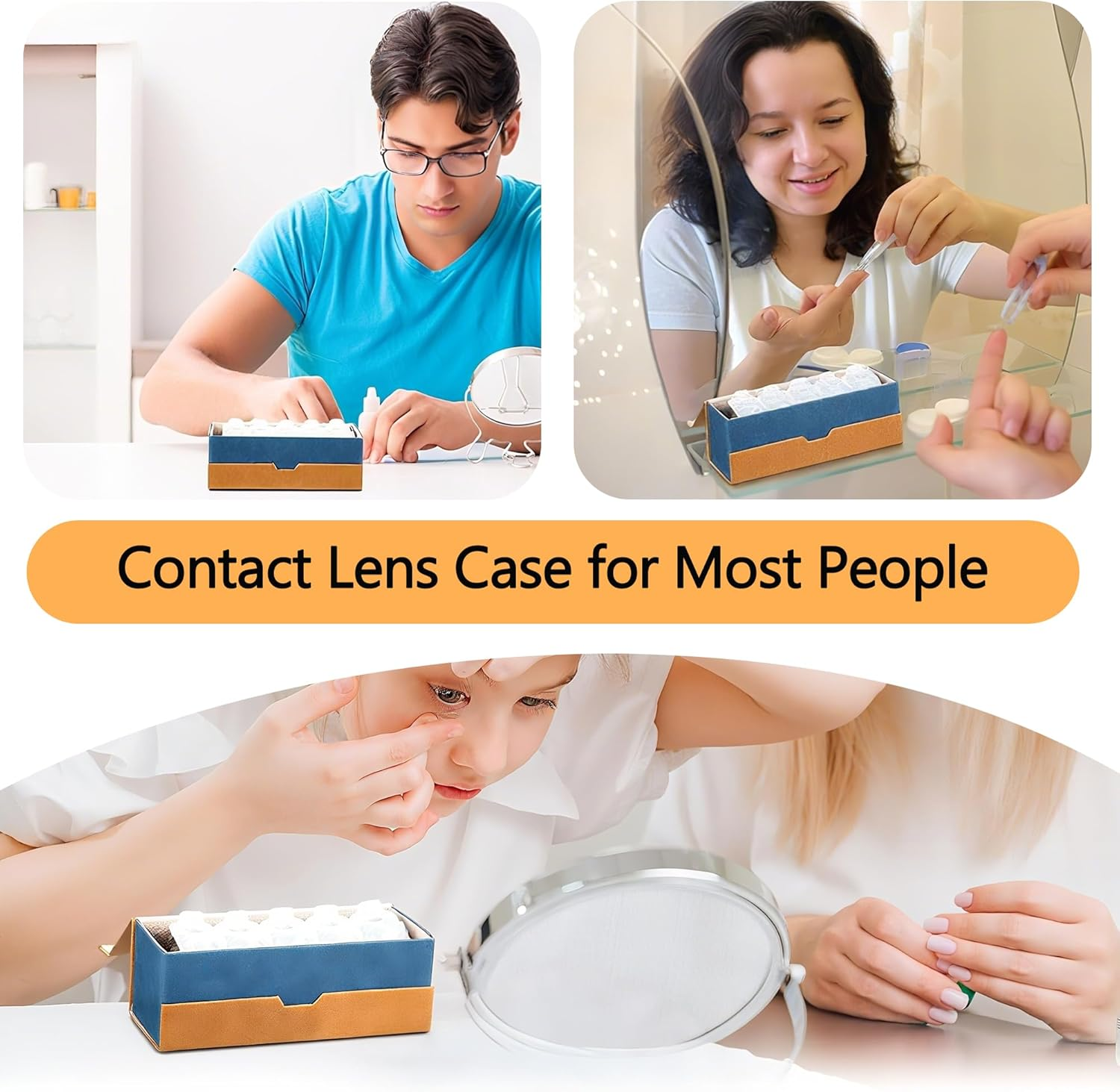 Reignsword 2 in 1 Contact Lens Case and Glasses Case, Double Sided Portable Contact Lenses Travel Cases, Sunglasses Holder for Men & Women, Contacts Lens Box Fit 30 Lenses (Brown) - Brown image number 3