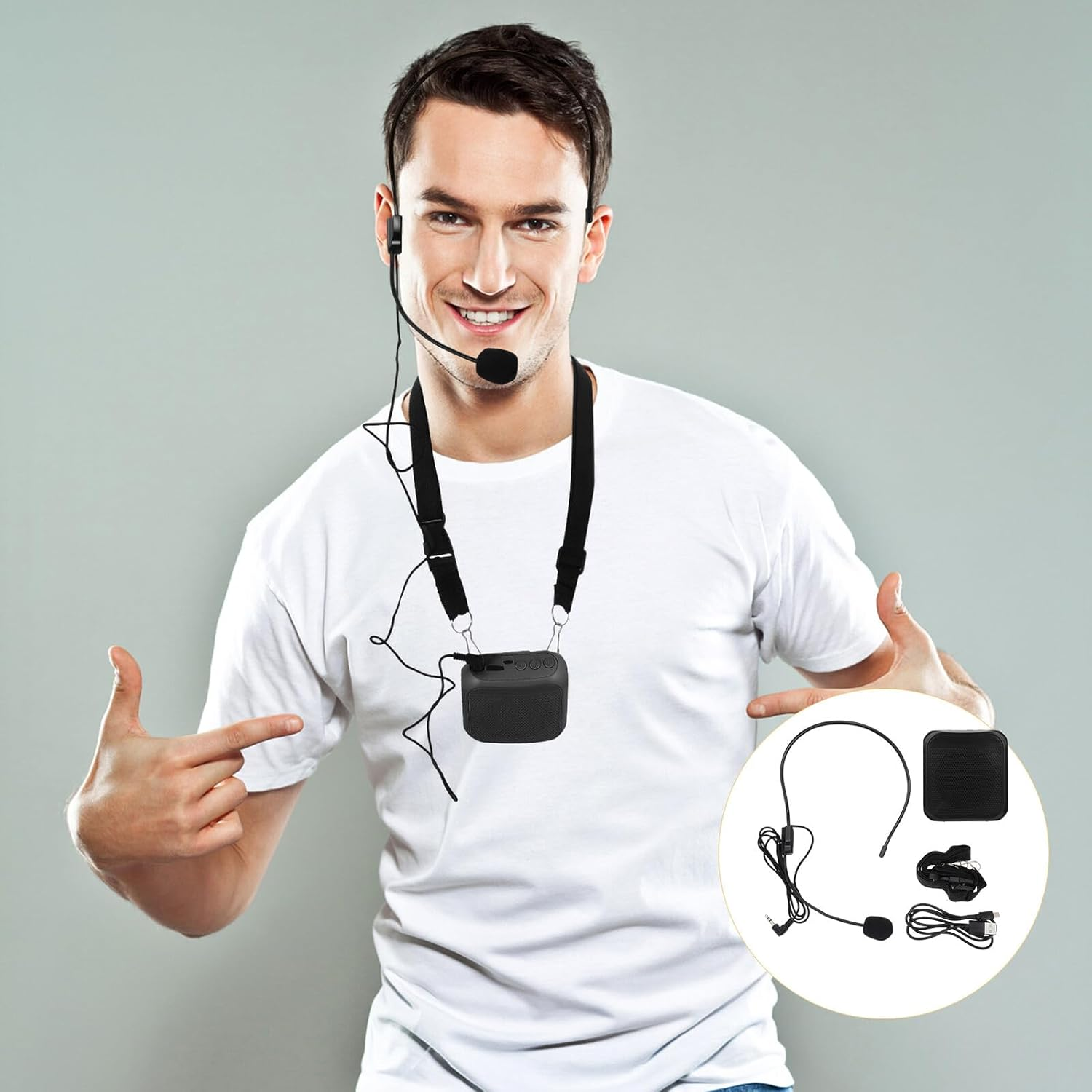 Wireless Portable Teacher Amplifier Loud-Speaker, Compact Apis Voice Amplifier Rechargeable .7V Battery for Classroom and Outdoor Use